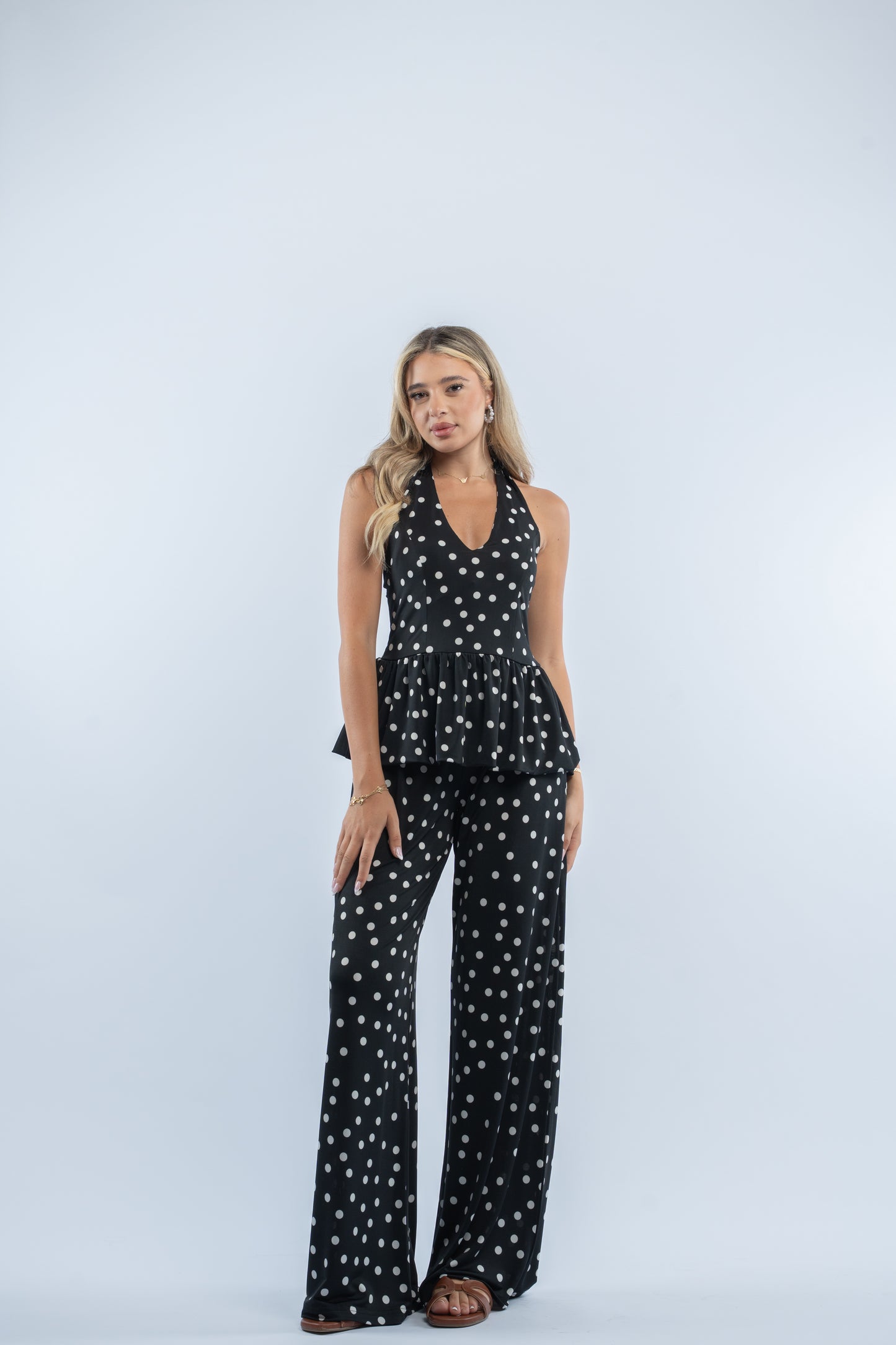 Noir polka dot set