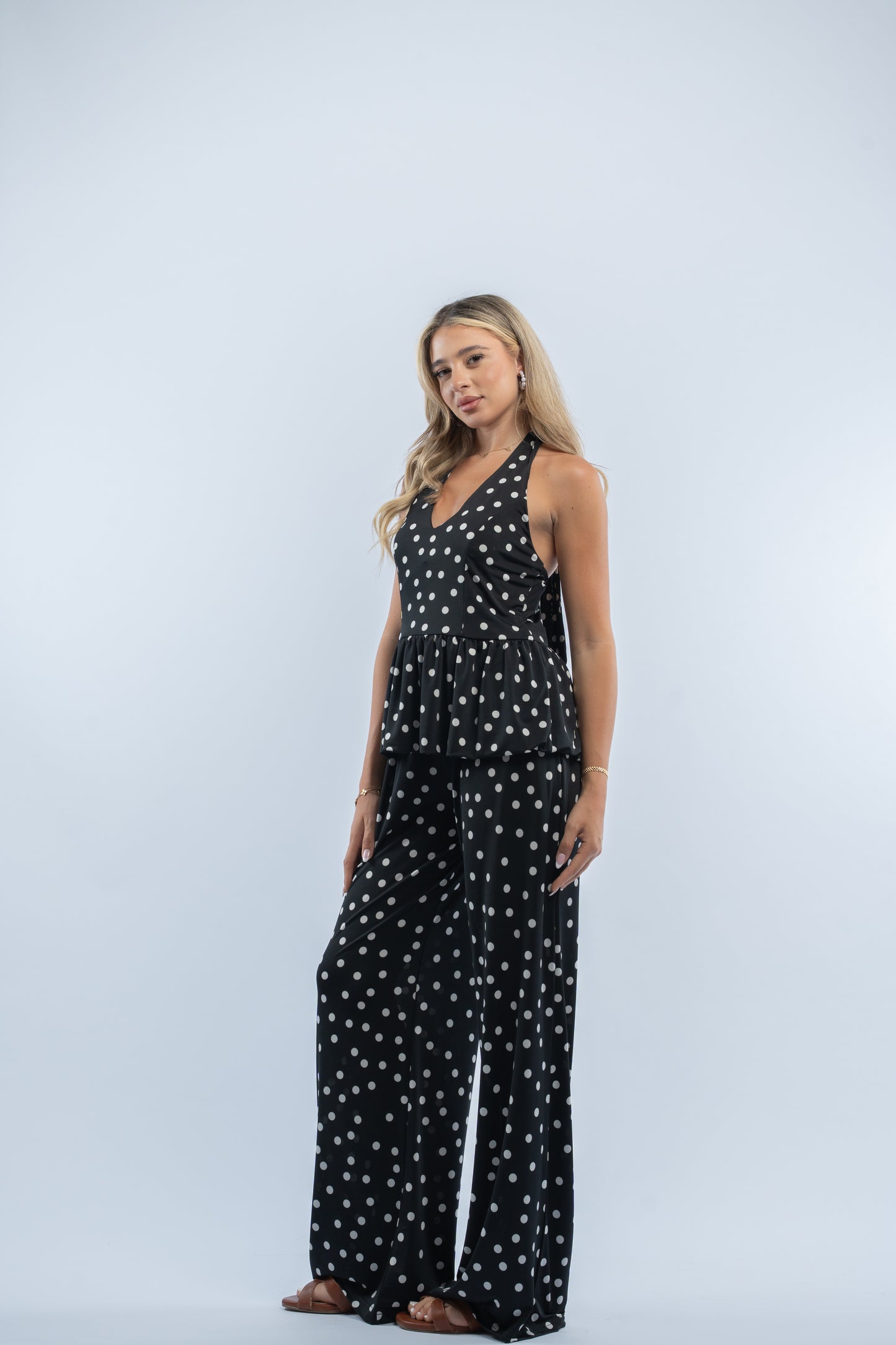 Noir polka dot set