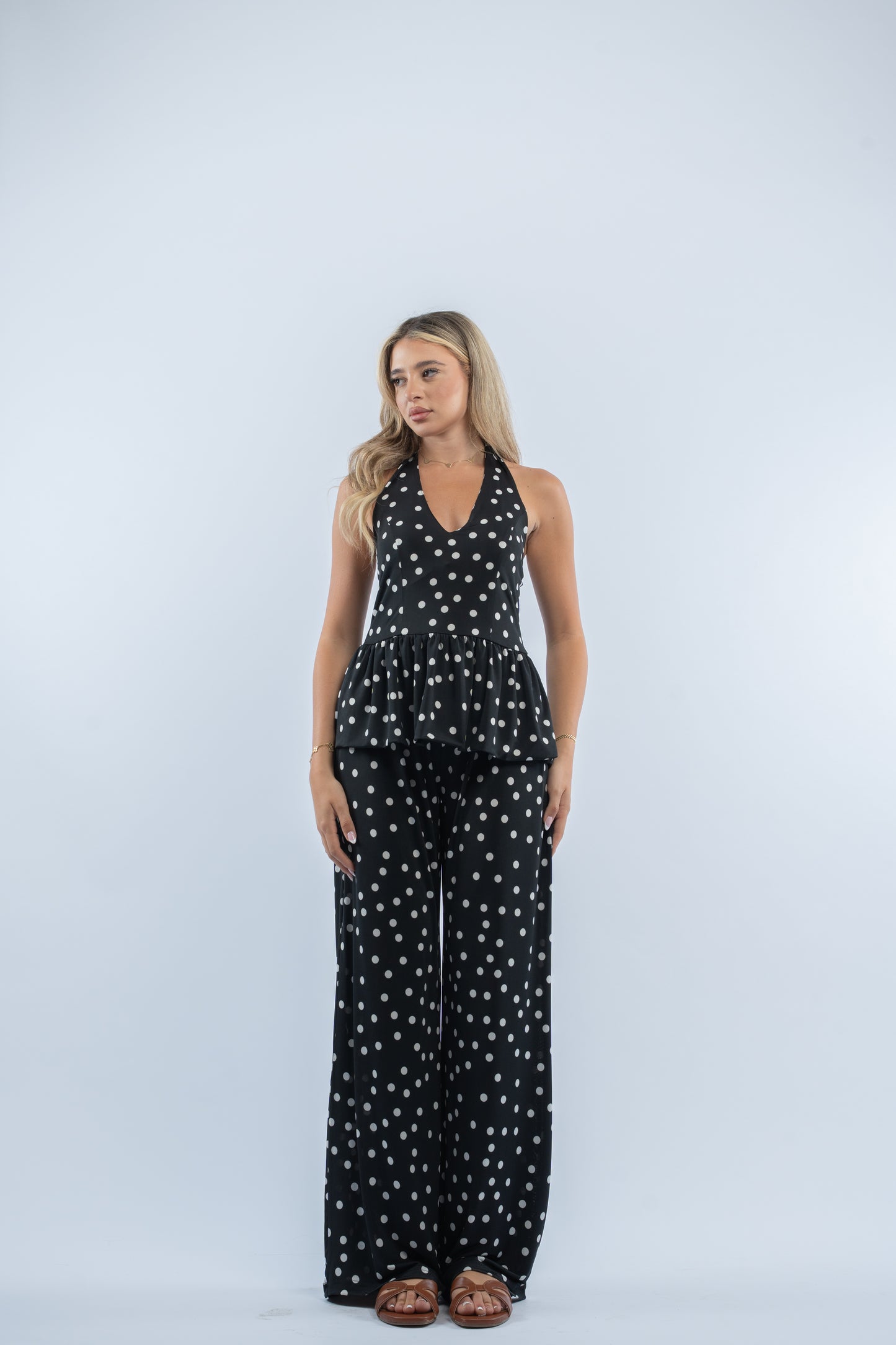 Noir polka dot set