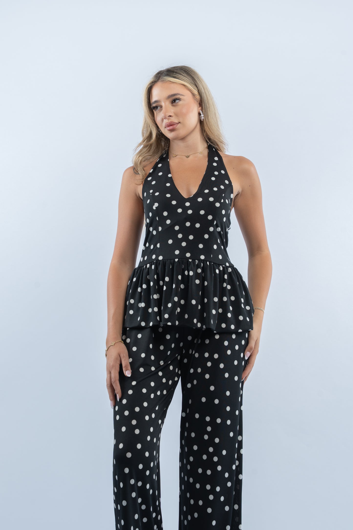 Noir polka dot set