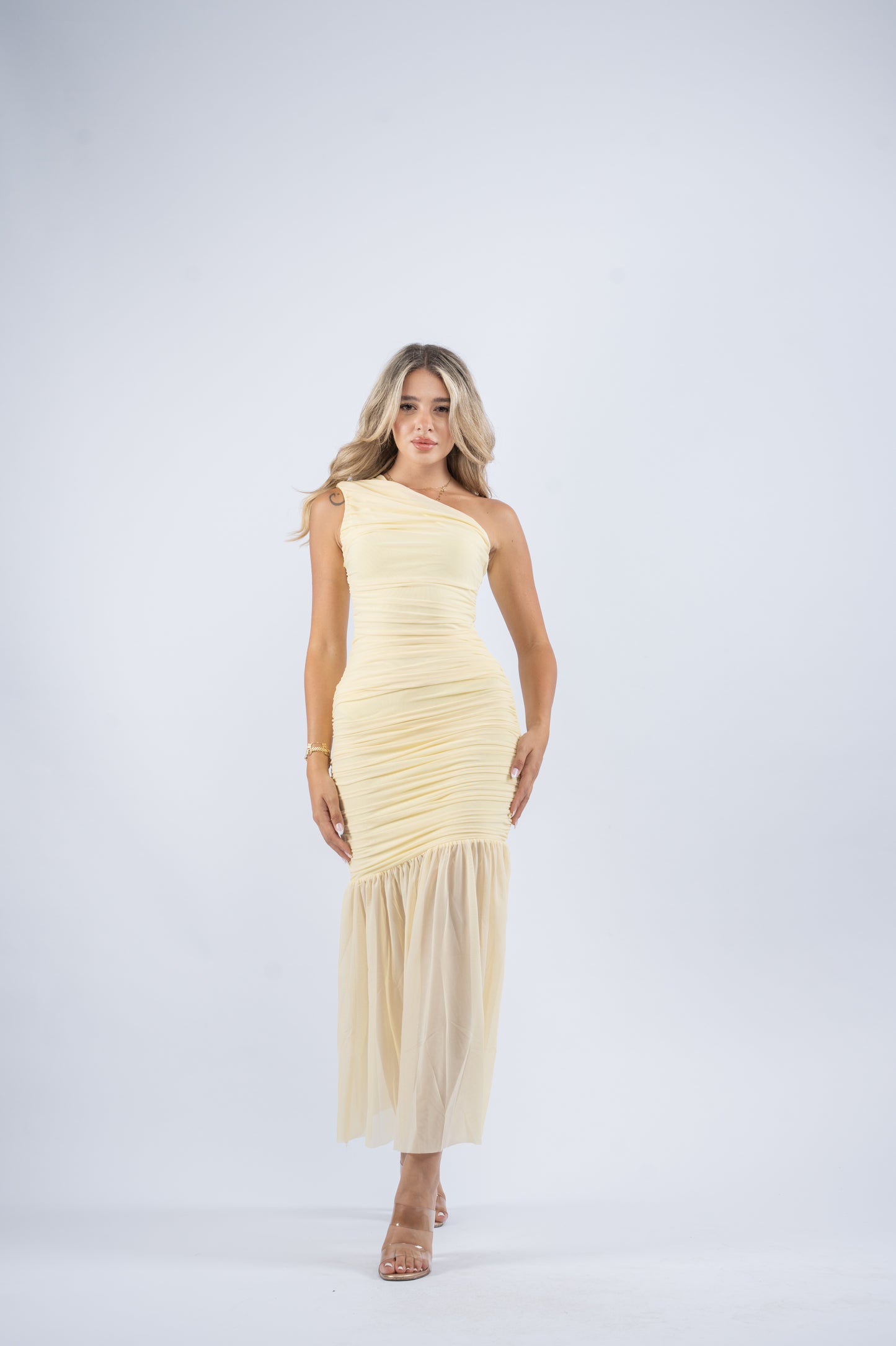 One- shoulder ruched dress