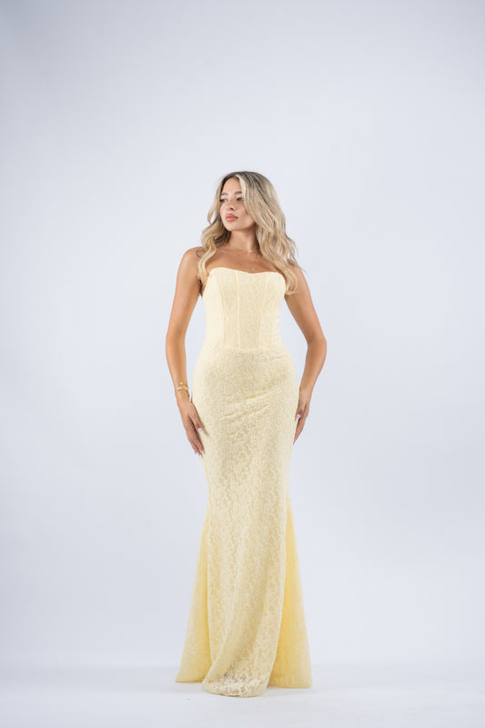 Blush corset lace dress