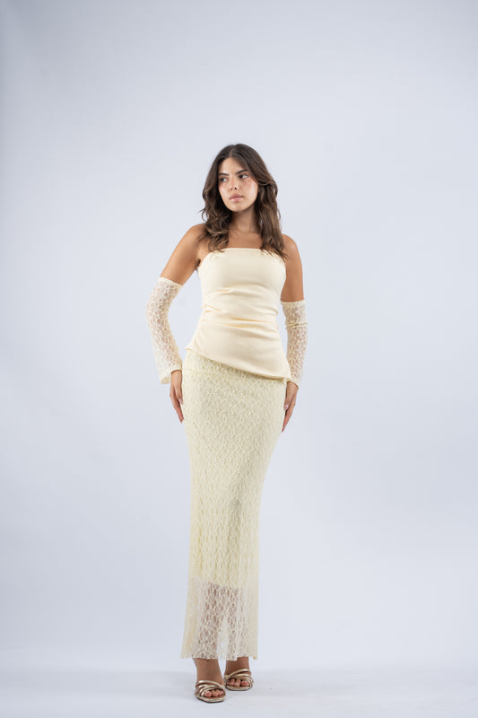 Buttercream lace dress