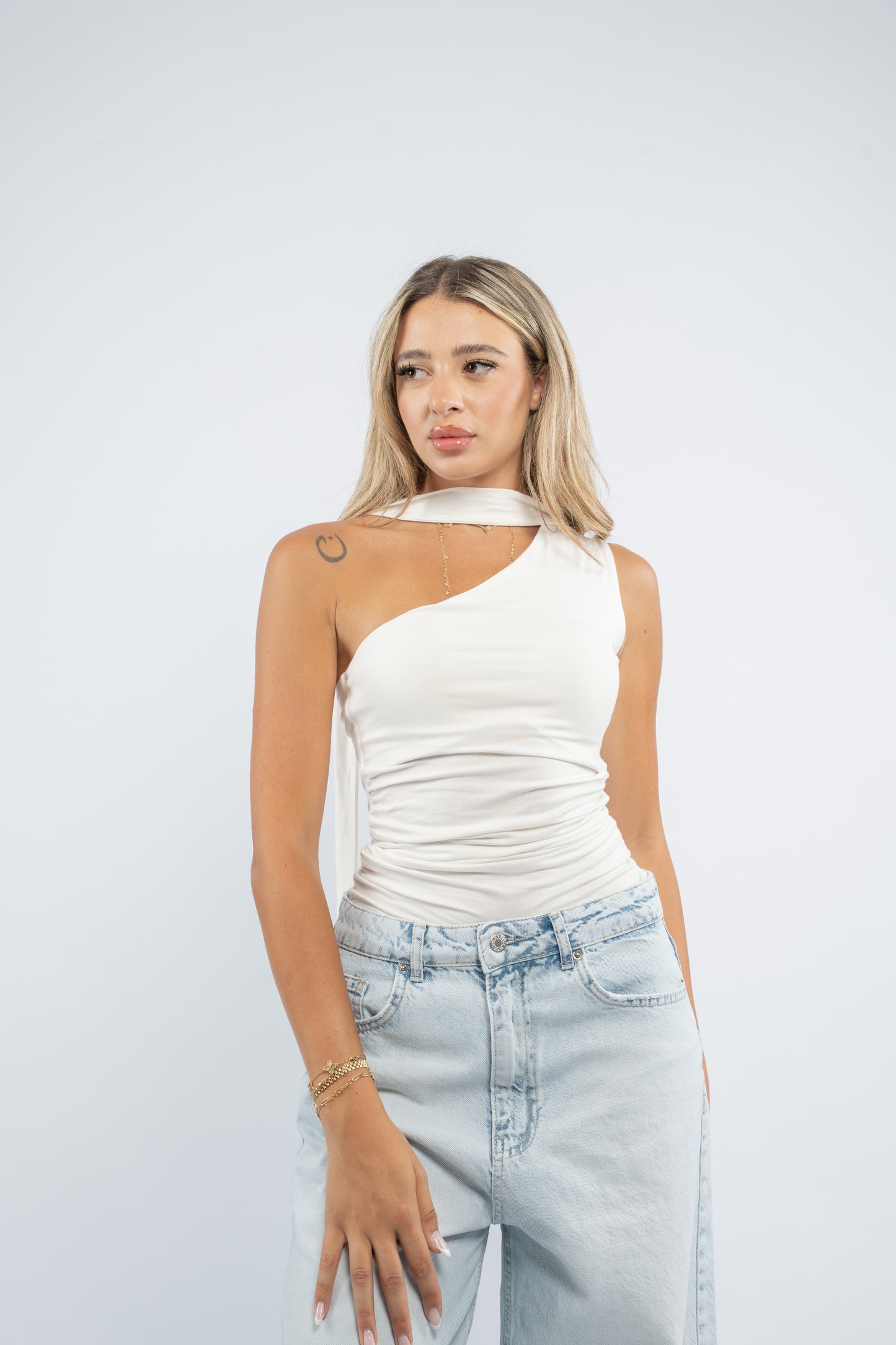 Scarf one- shoulder top