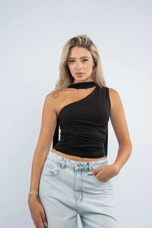 Scarf one- shoulder top