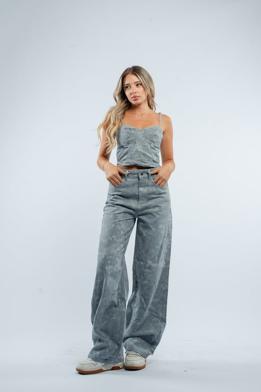 Denim corset top