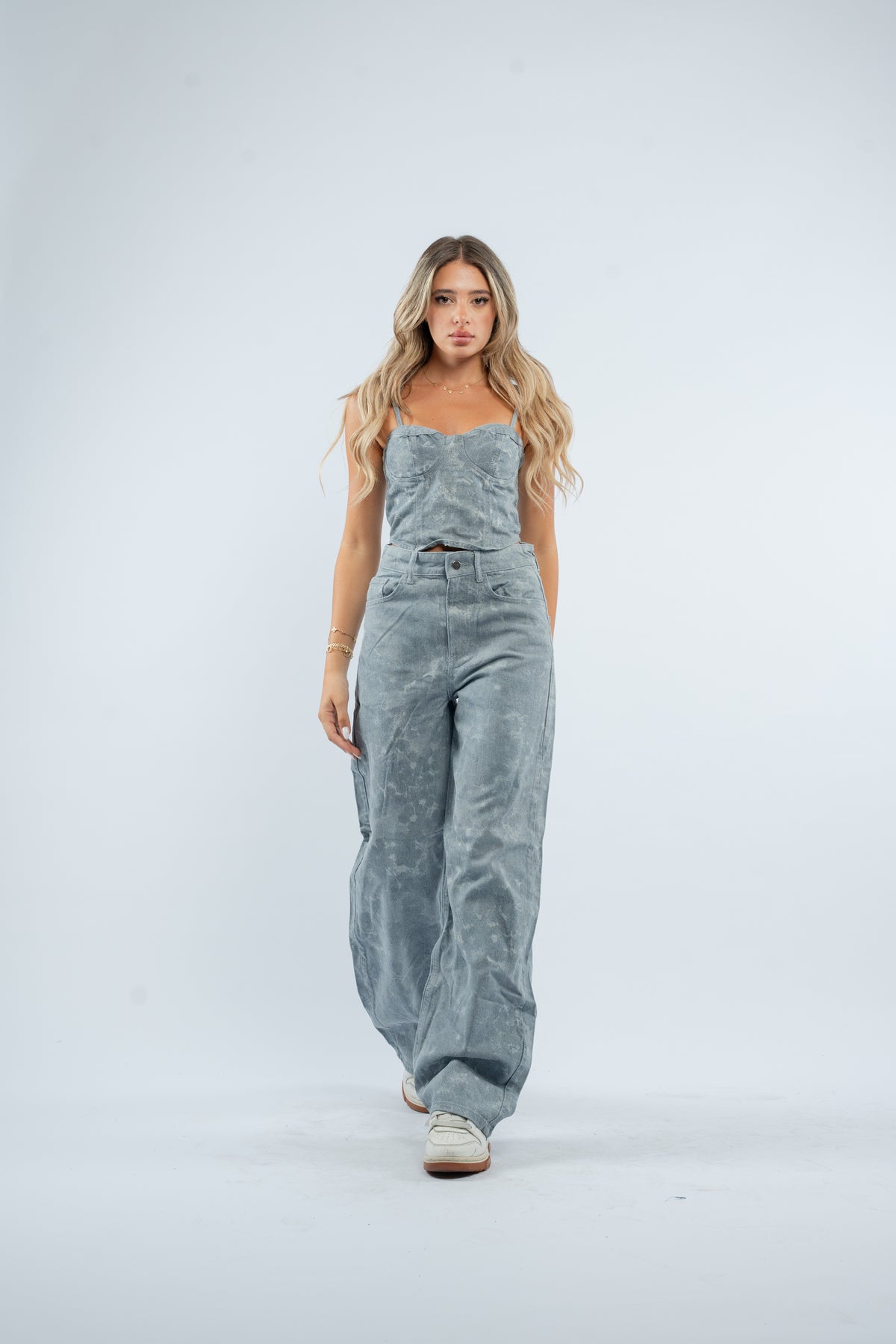 Denim corset top