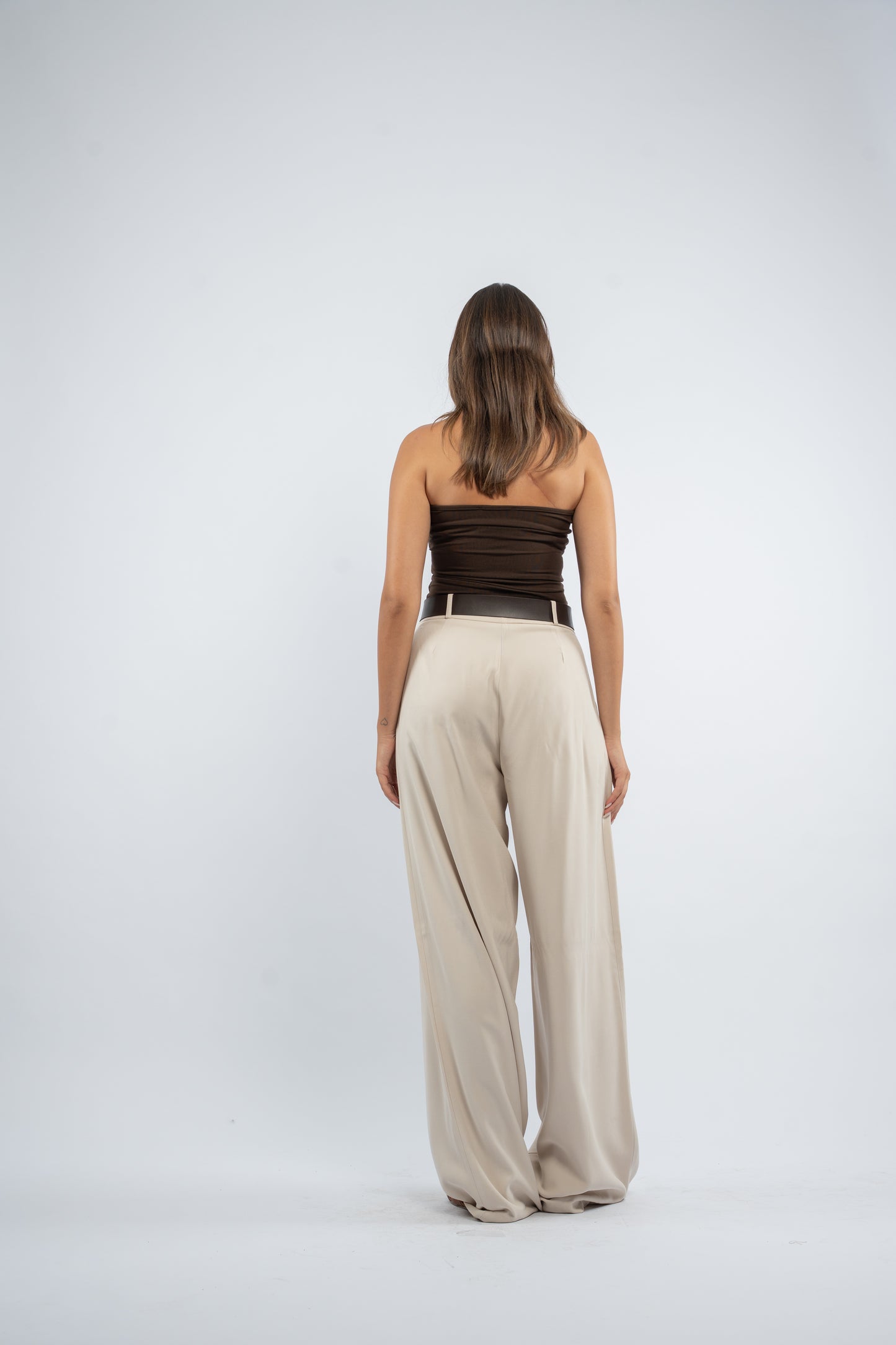 Belted wide- leg pants