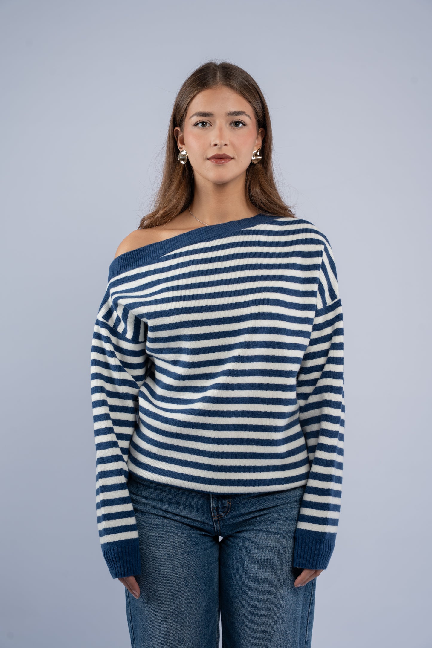 Off- shoulder striped top