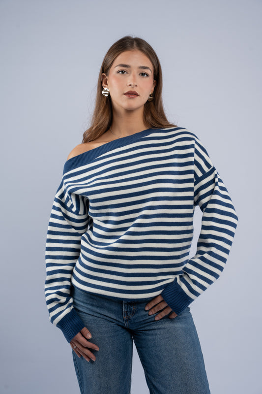 Off- shoulder striped top