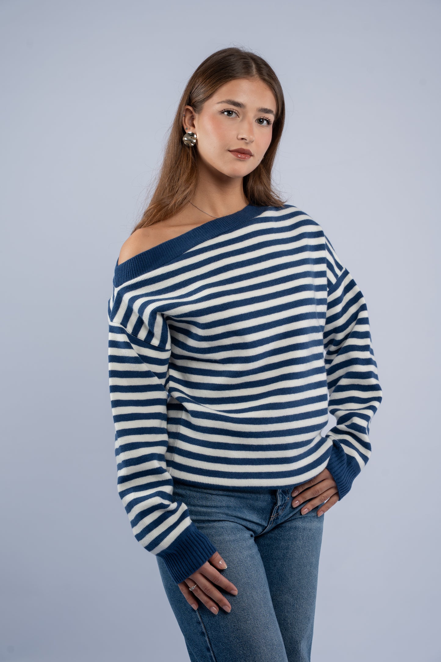 Off- shoulder striped top
