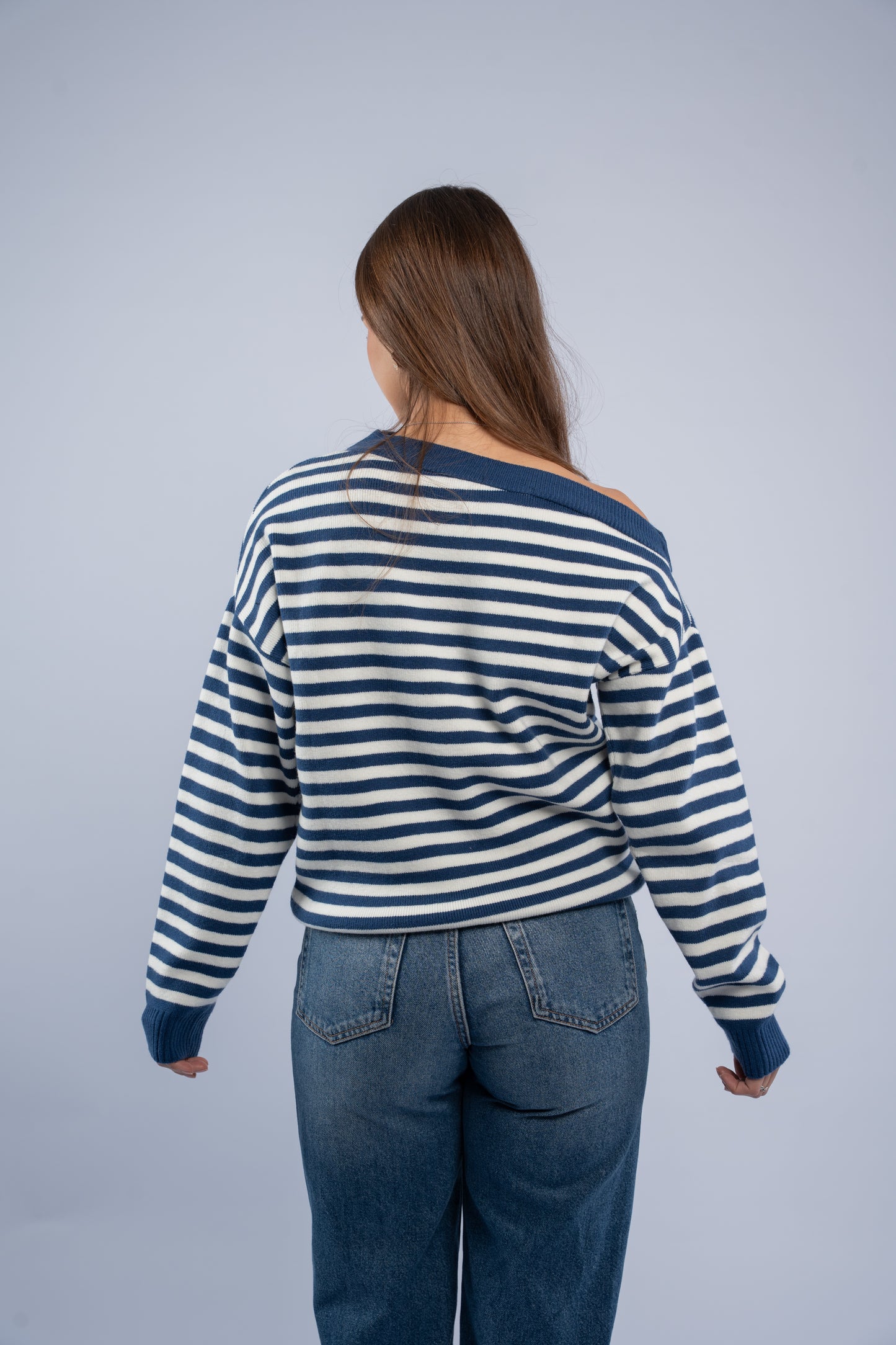 Off- shoulder striped top