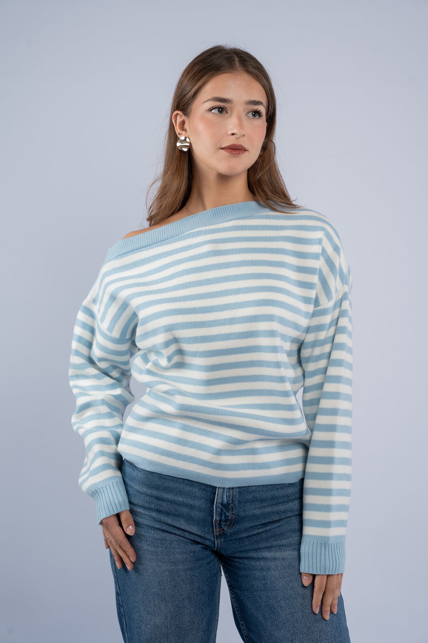 Off- shoulder striped top