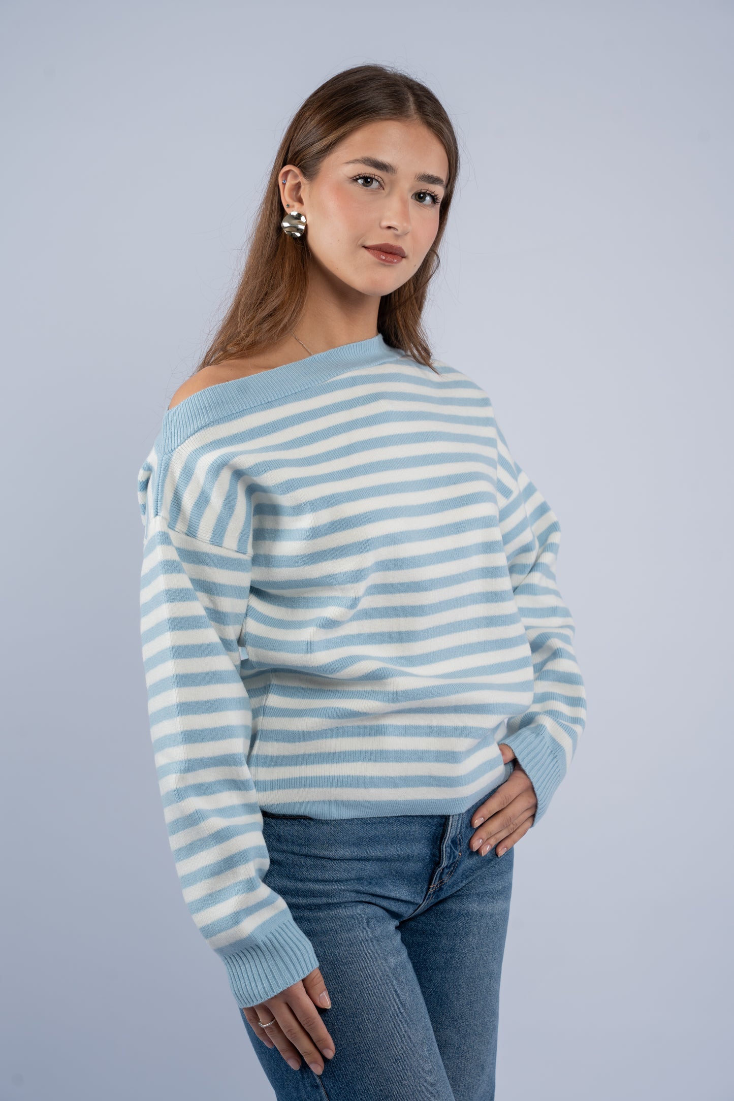 Off- shoulder striped top