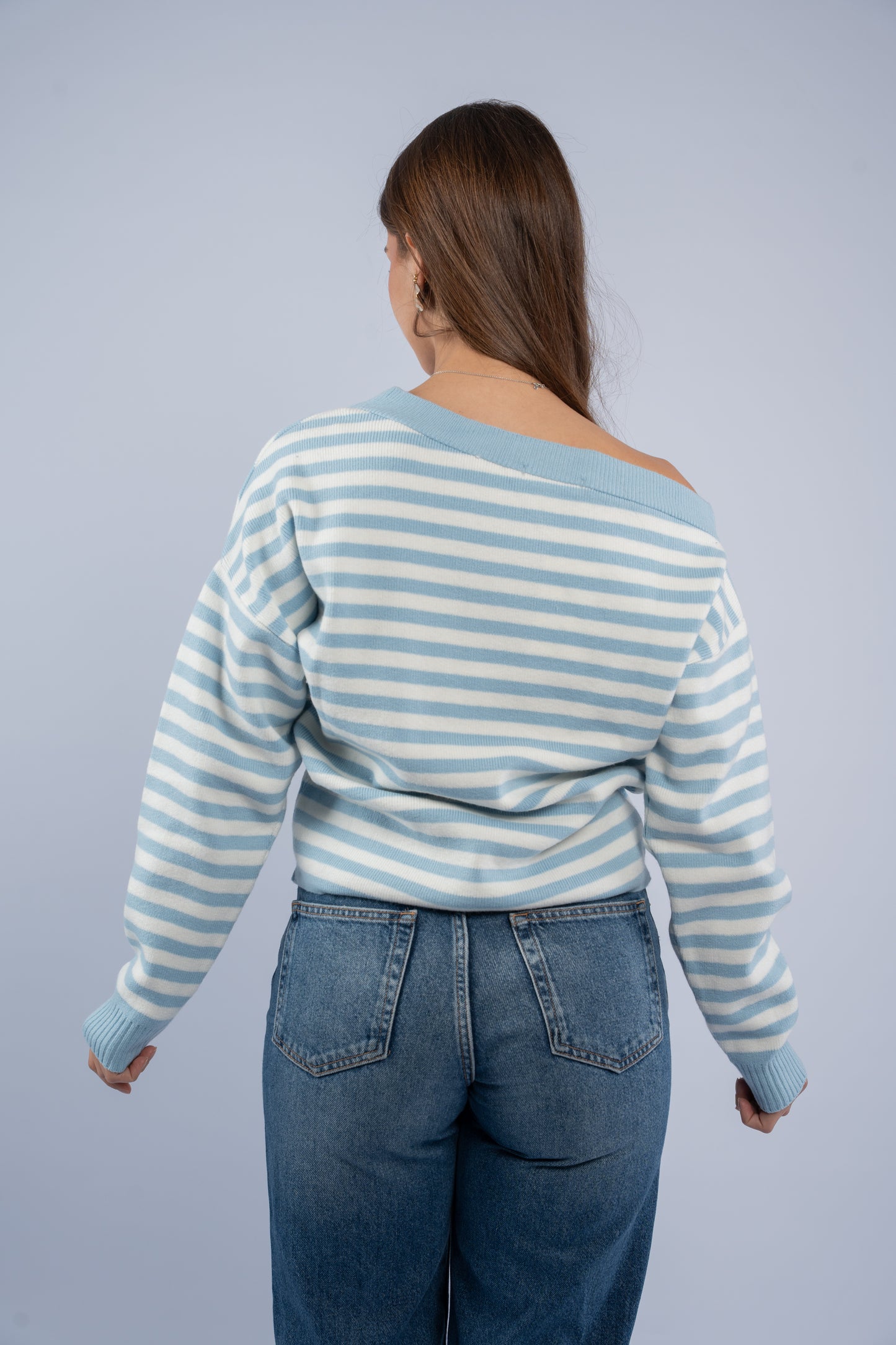 Off- shoulder striped top