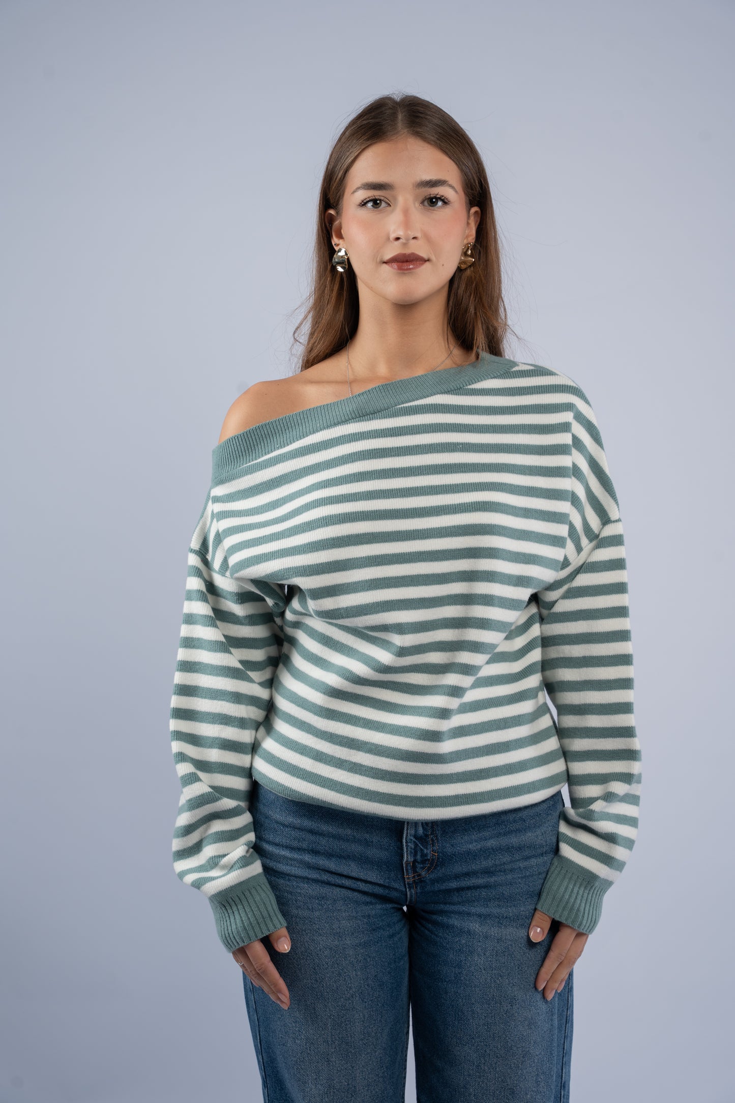 Off- shoulder striped top