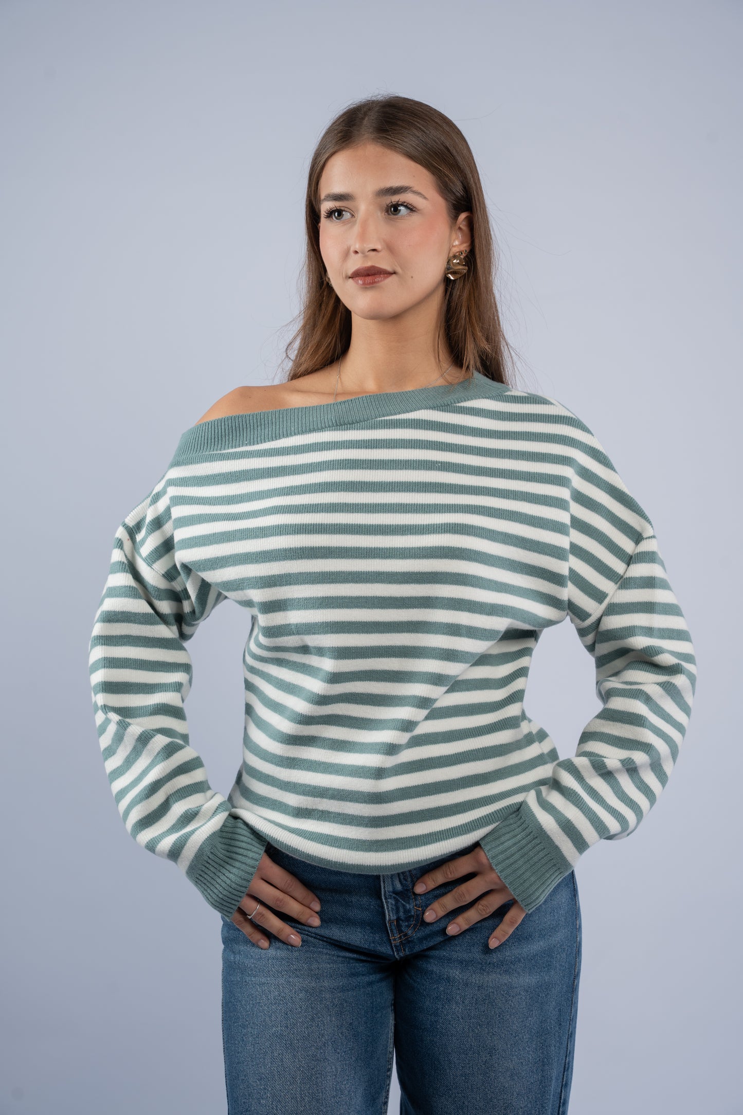Off- shoulder striped top