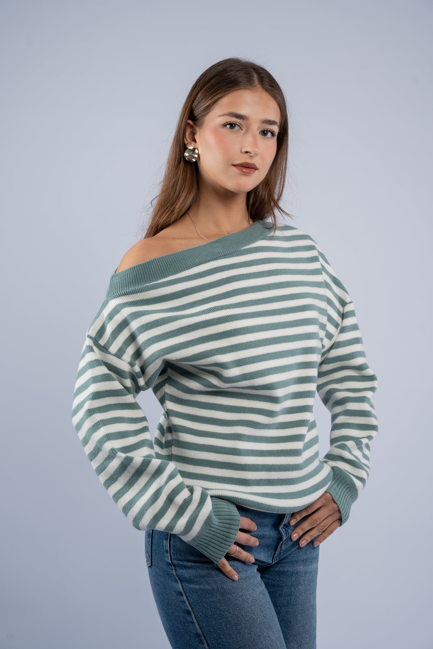 Off- shoulder striped top