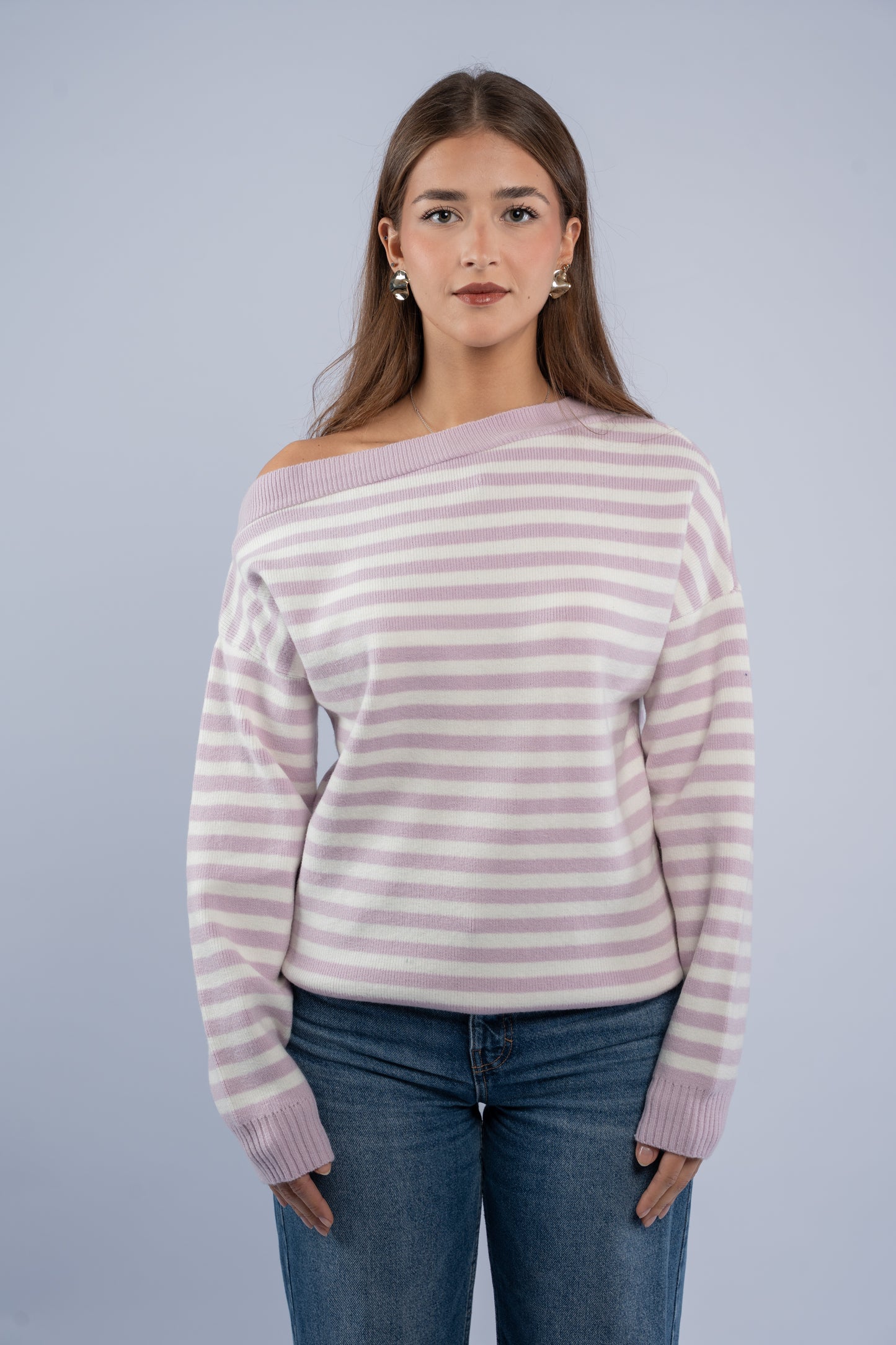 Off- shoulder striped top