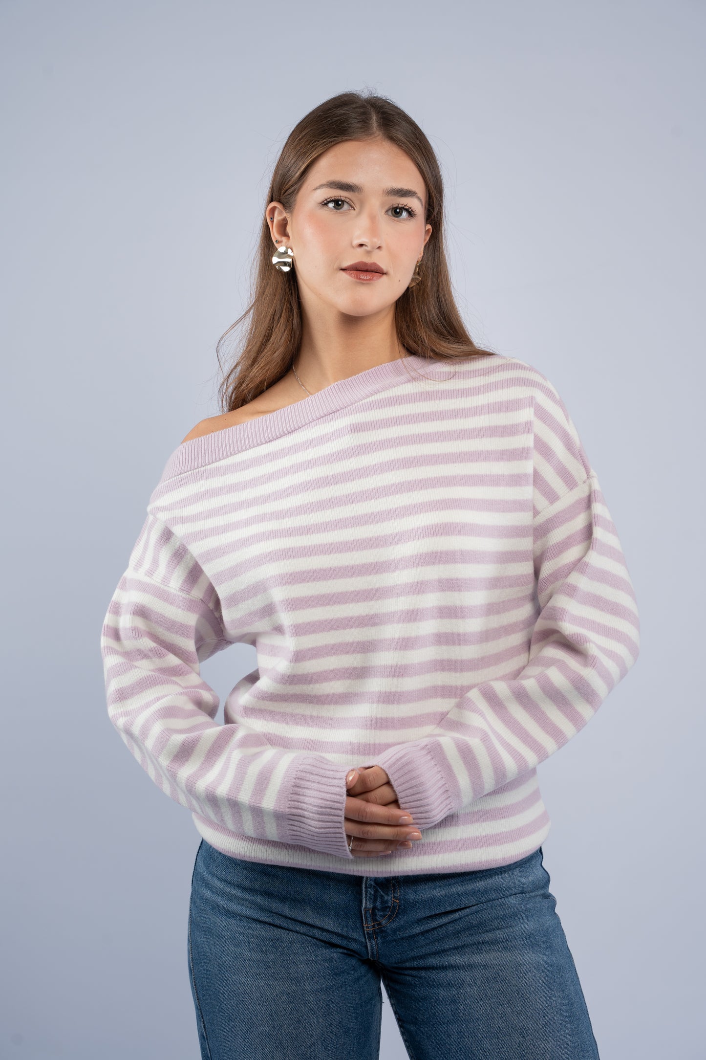 Off- shoulder striped top