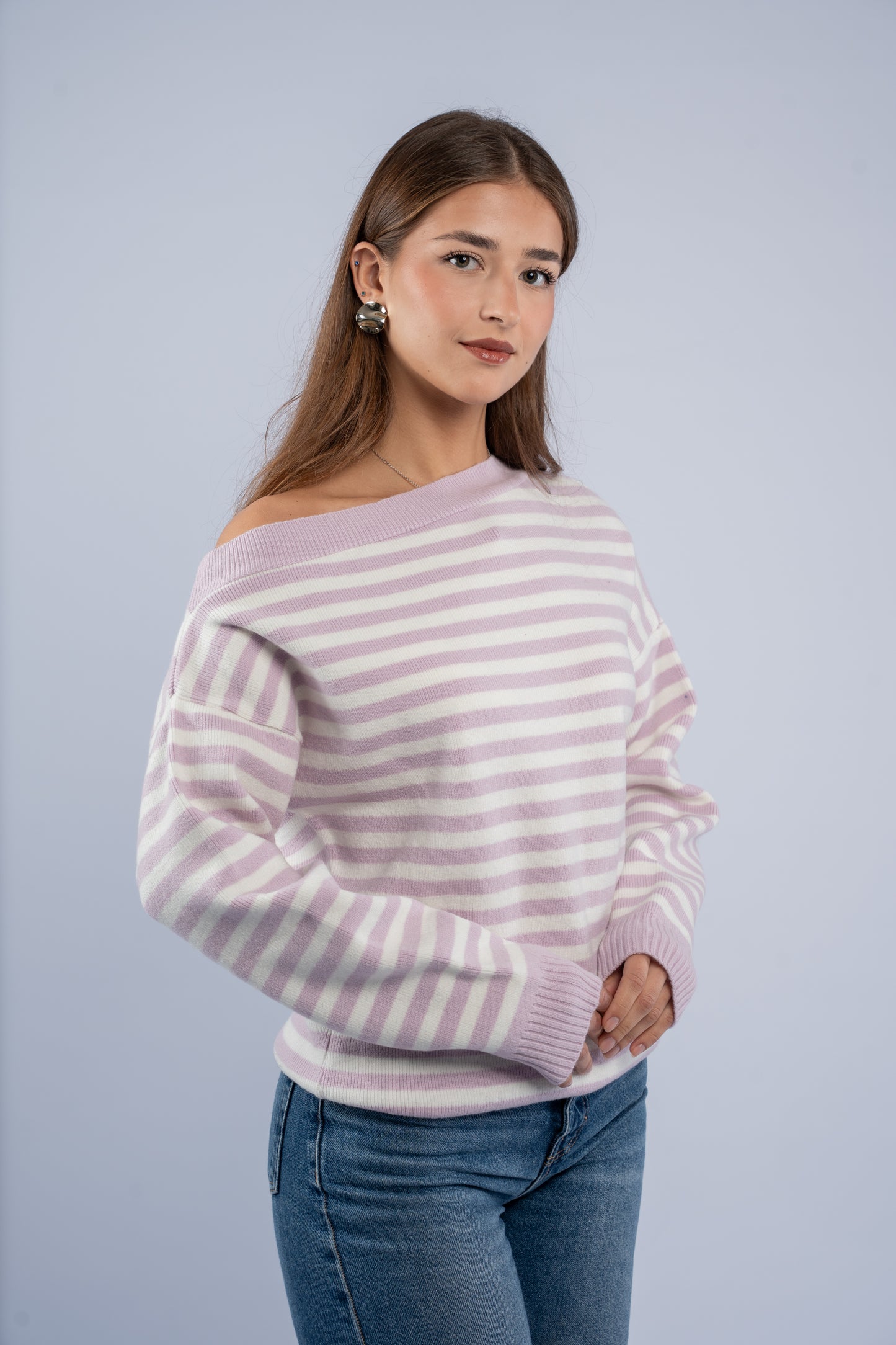 Off- shoulder striped top