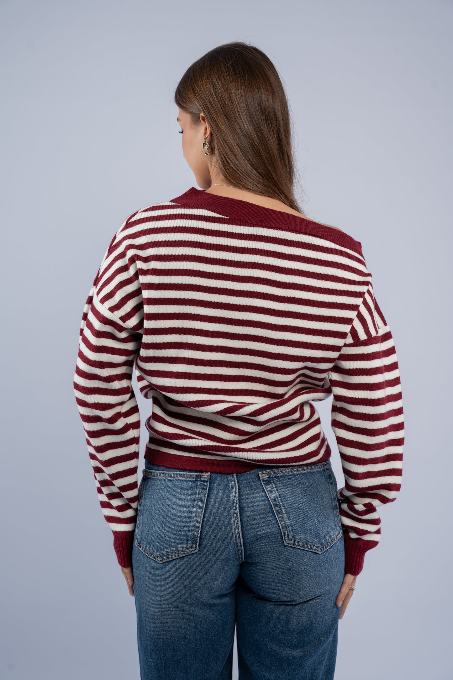Off- shoulder striped top
