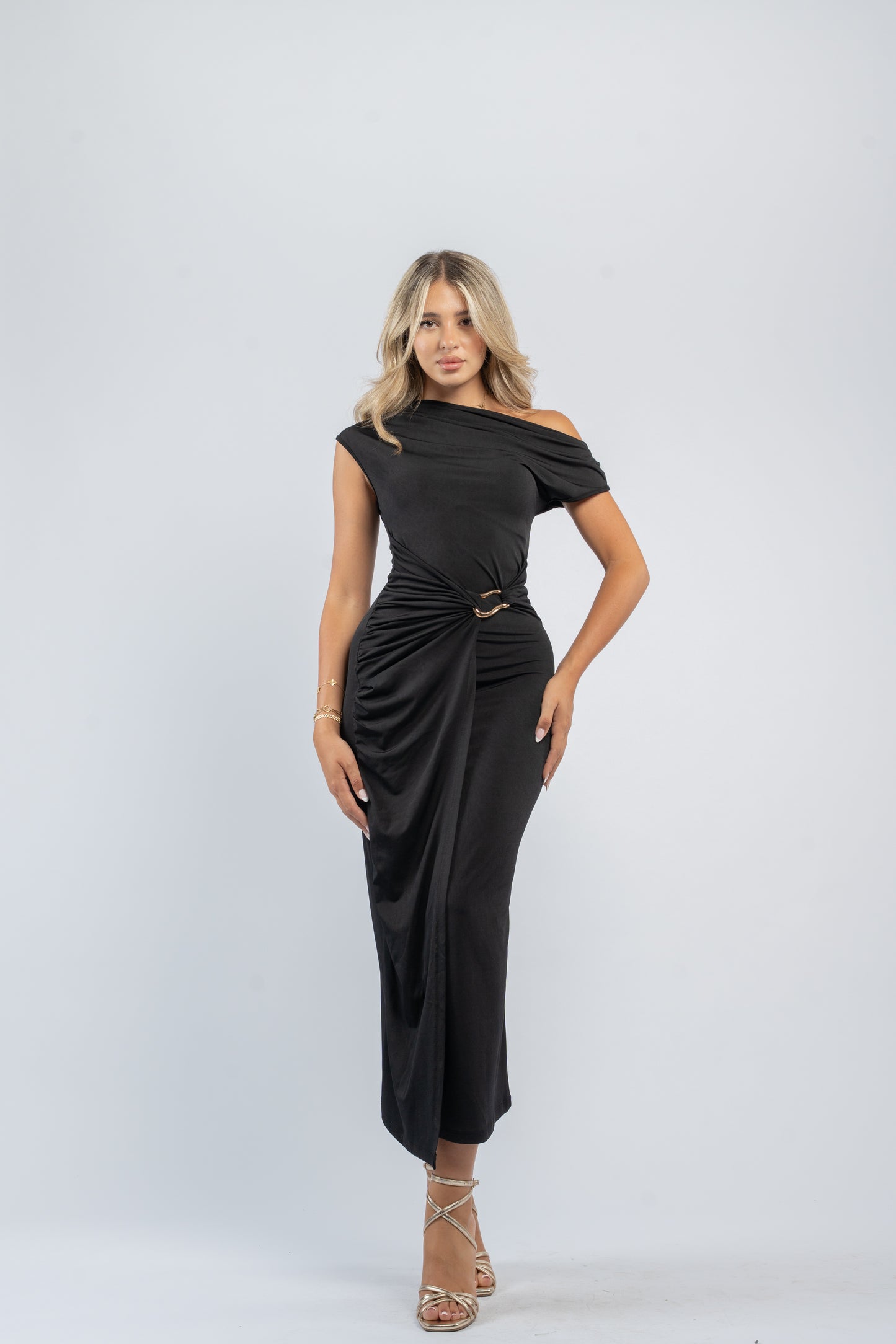 Buckle detail midi dress