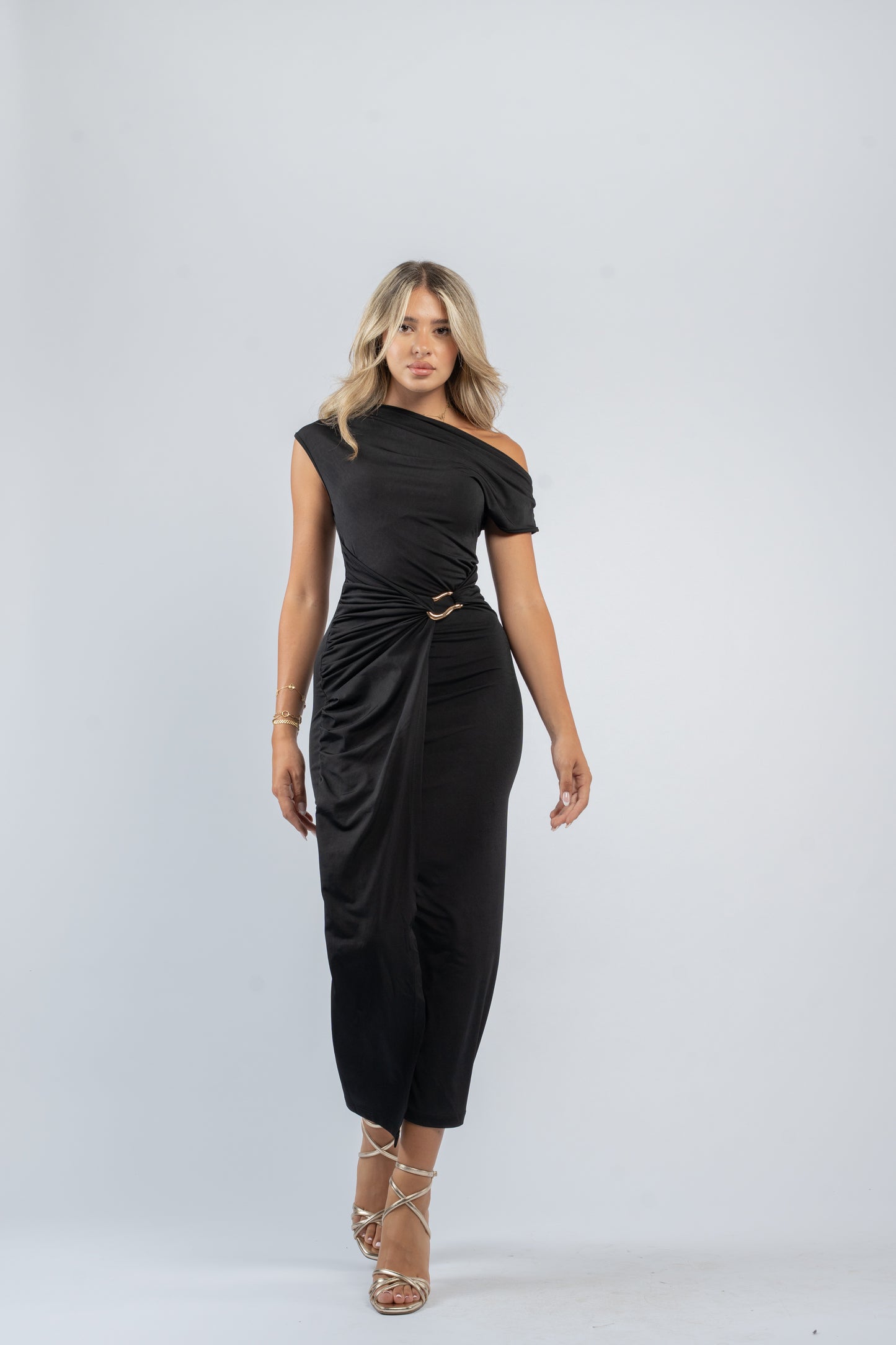 Buckle detail midi dress