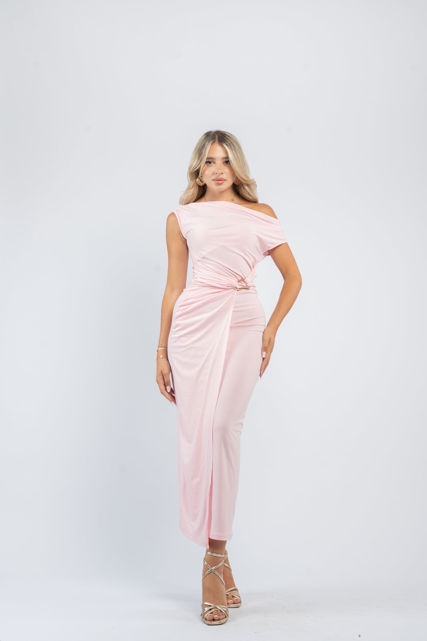 Buckle detail midi dress