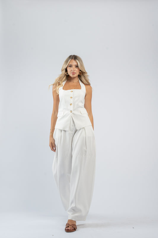 Buttoned linen set
