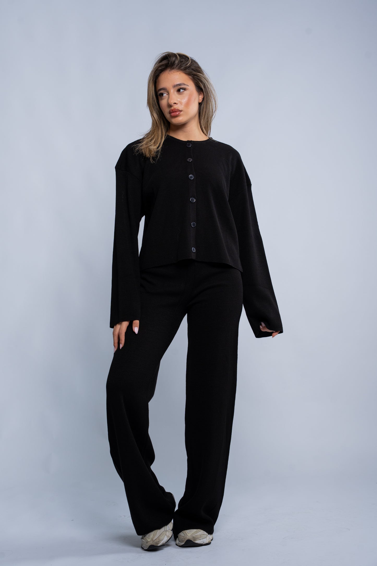 Soft rib cardigan sets