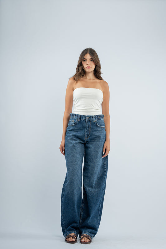 Side buckle jeans