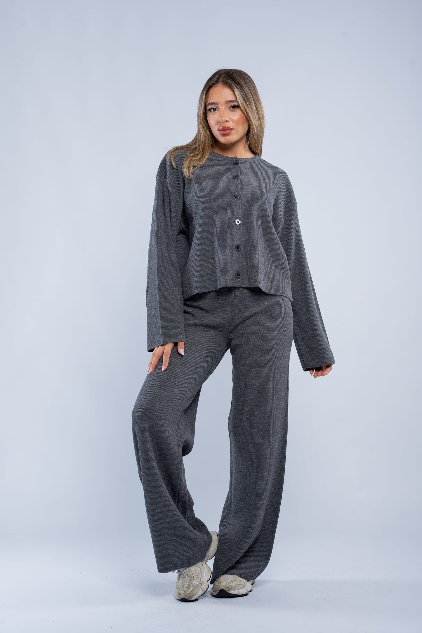 Soft rib cardigan sets