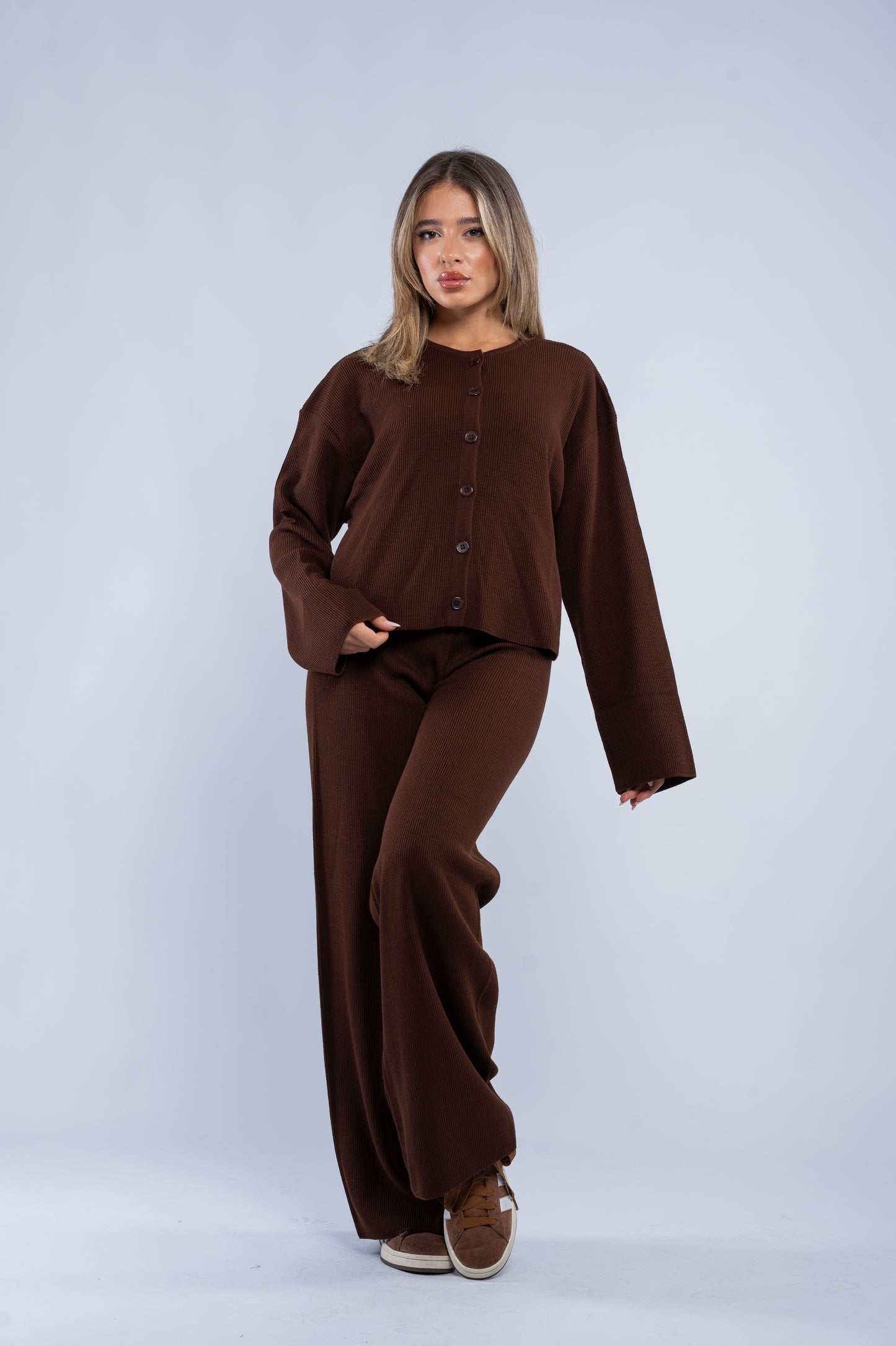 Soft rib cardigan sets