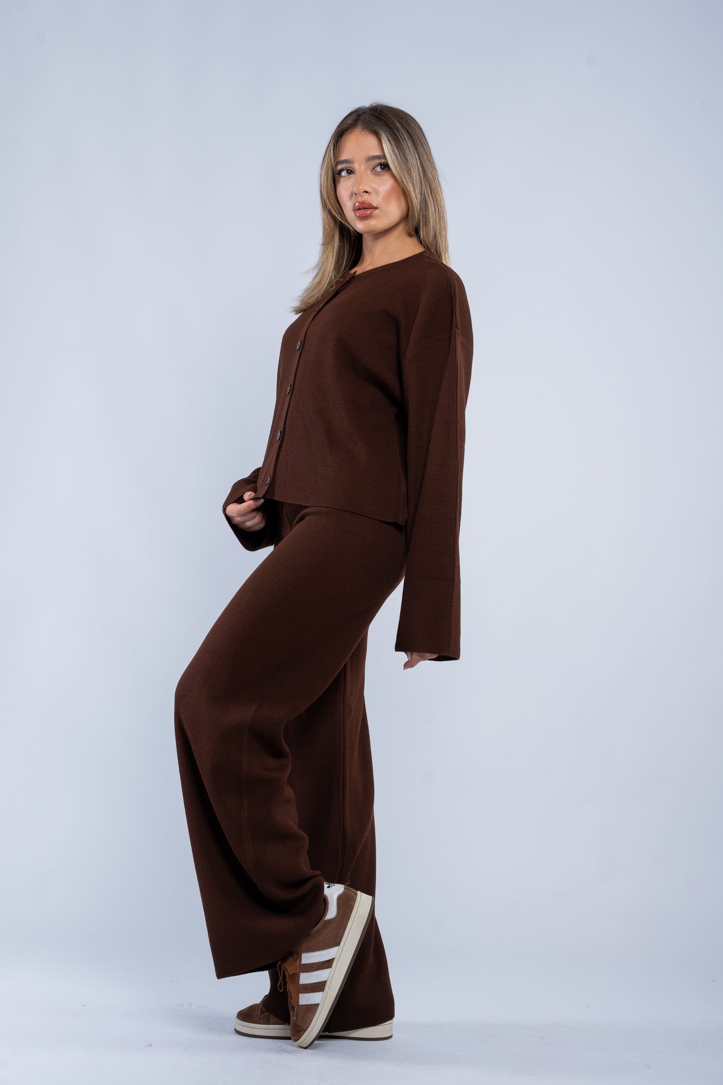 Soft rib cardigan sets