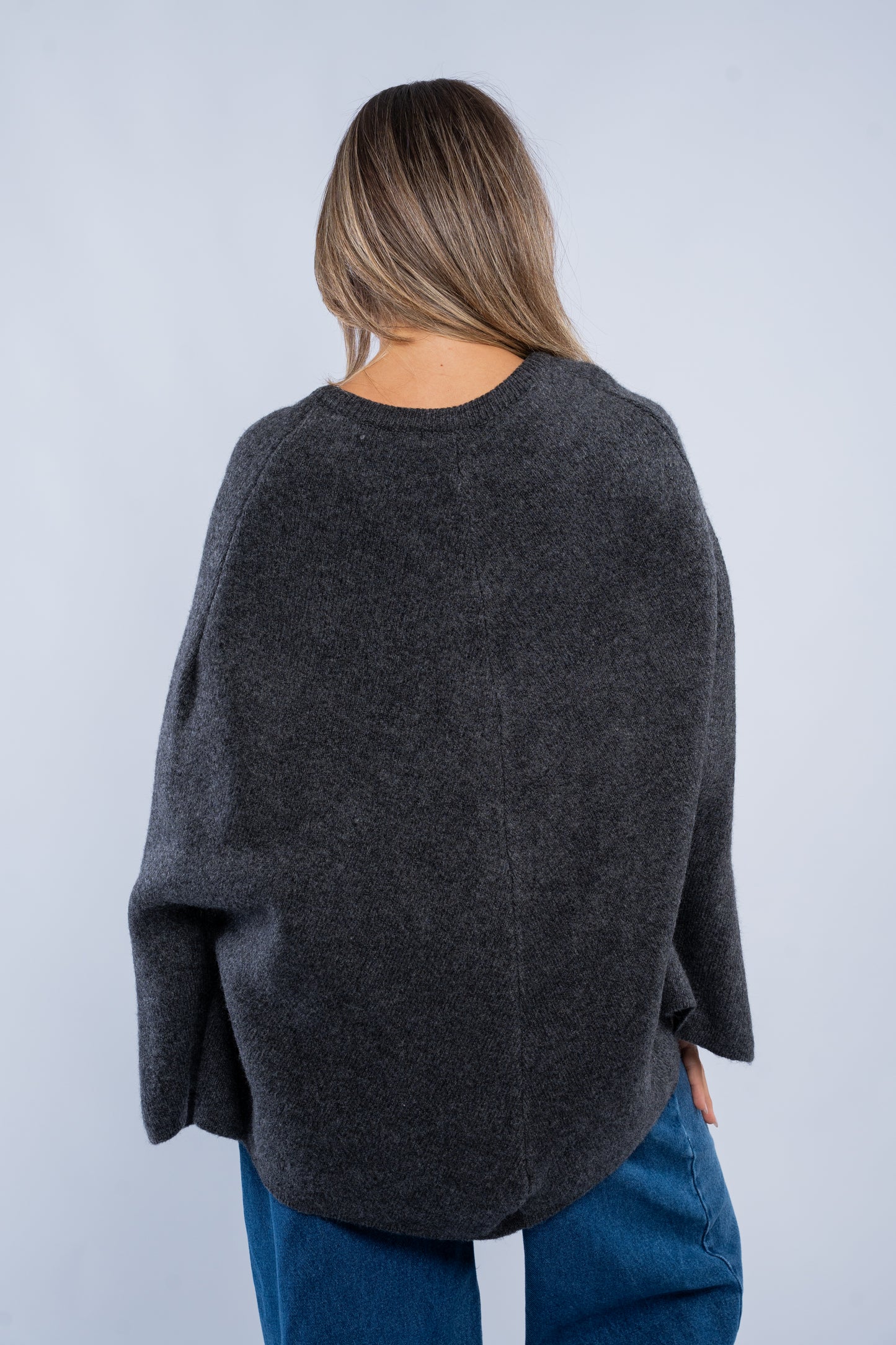 Buttoned poncho cardigan