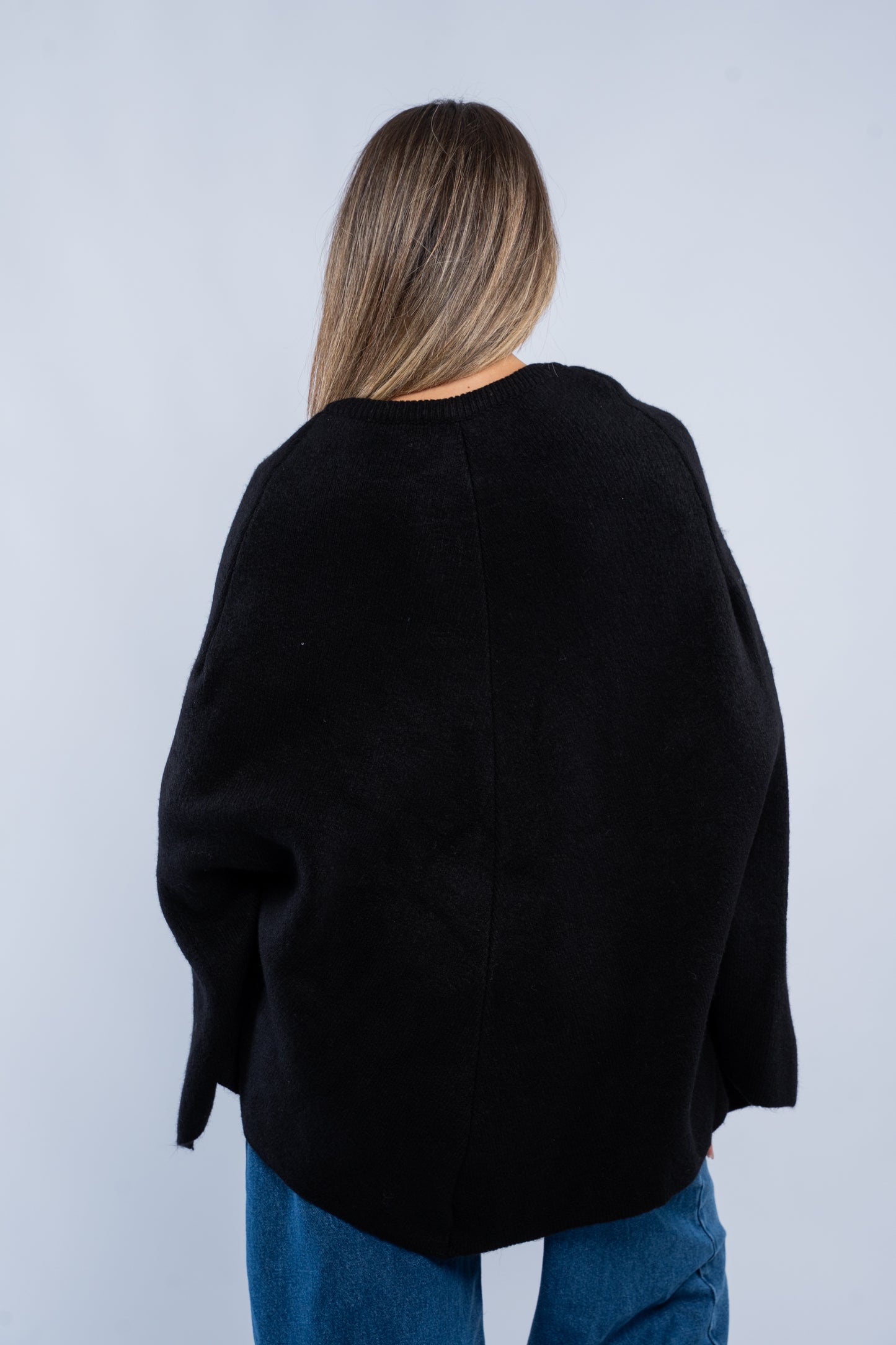 Buttoned poncho cardigan