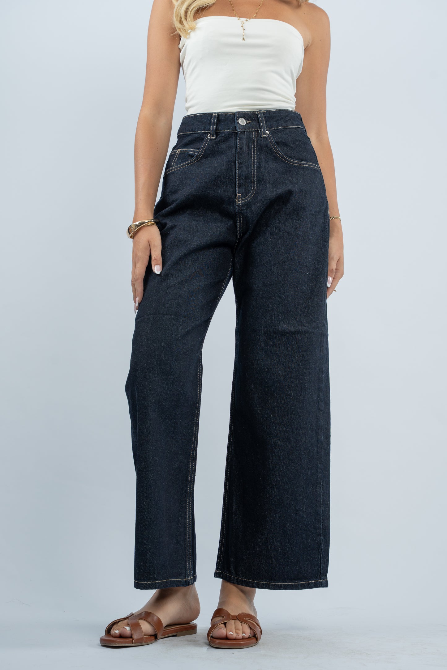 Indigo low rise jeans