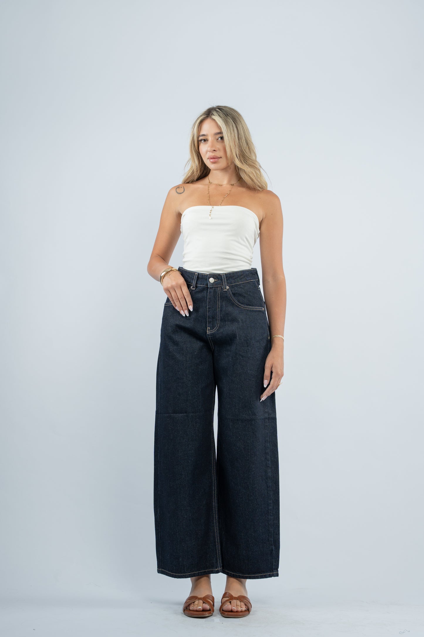 Indigo low rise jeans