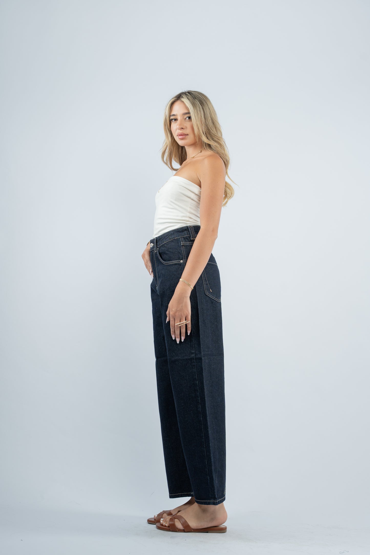 Indigo low rise jeans