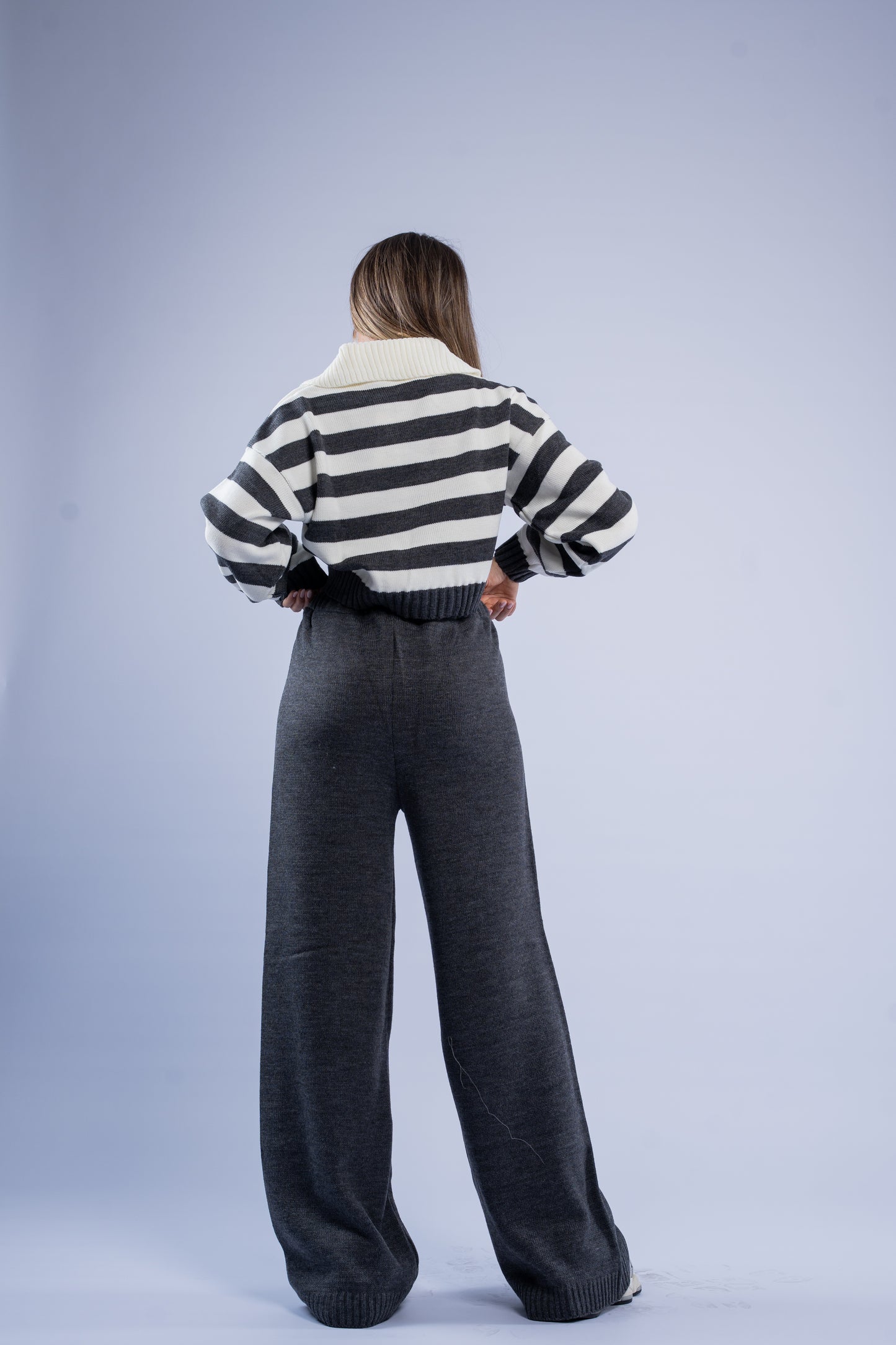 Striped polo knit set