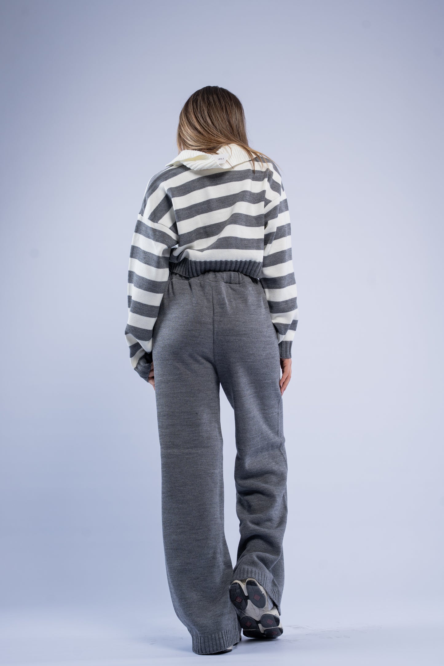 Striped polo knit set