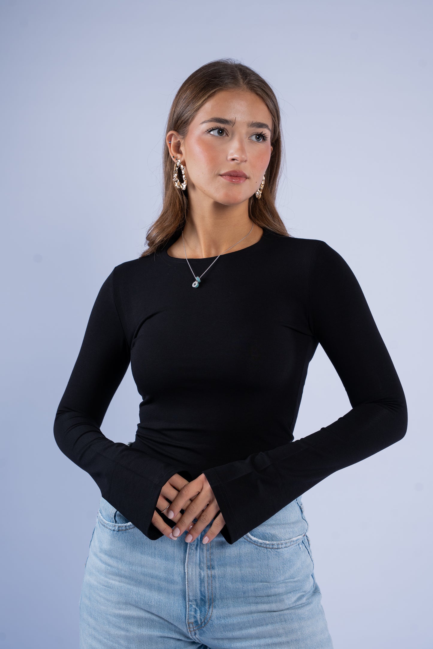 Flared sleeve basic top