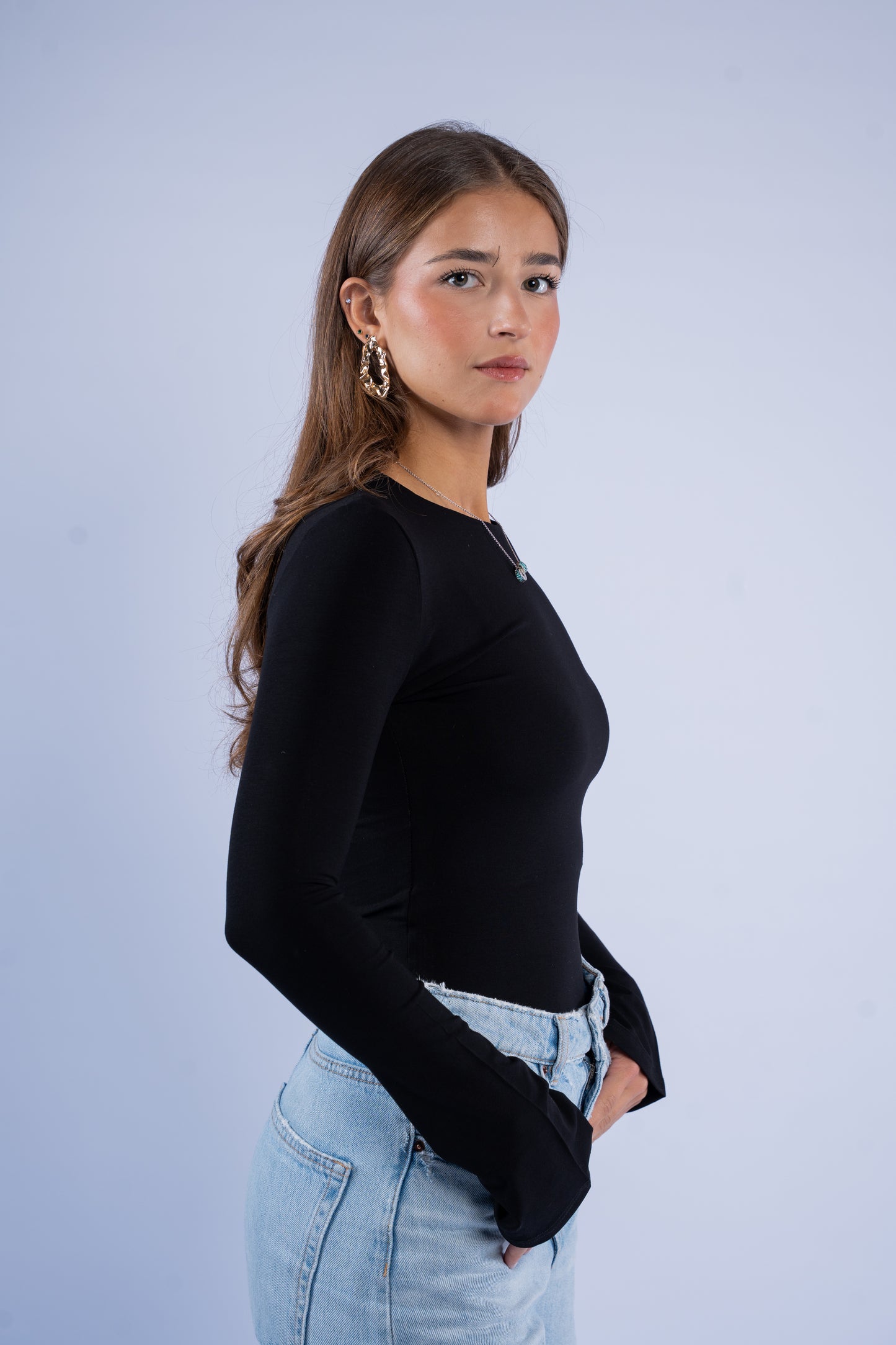 Flared sleeve basic top