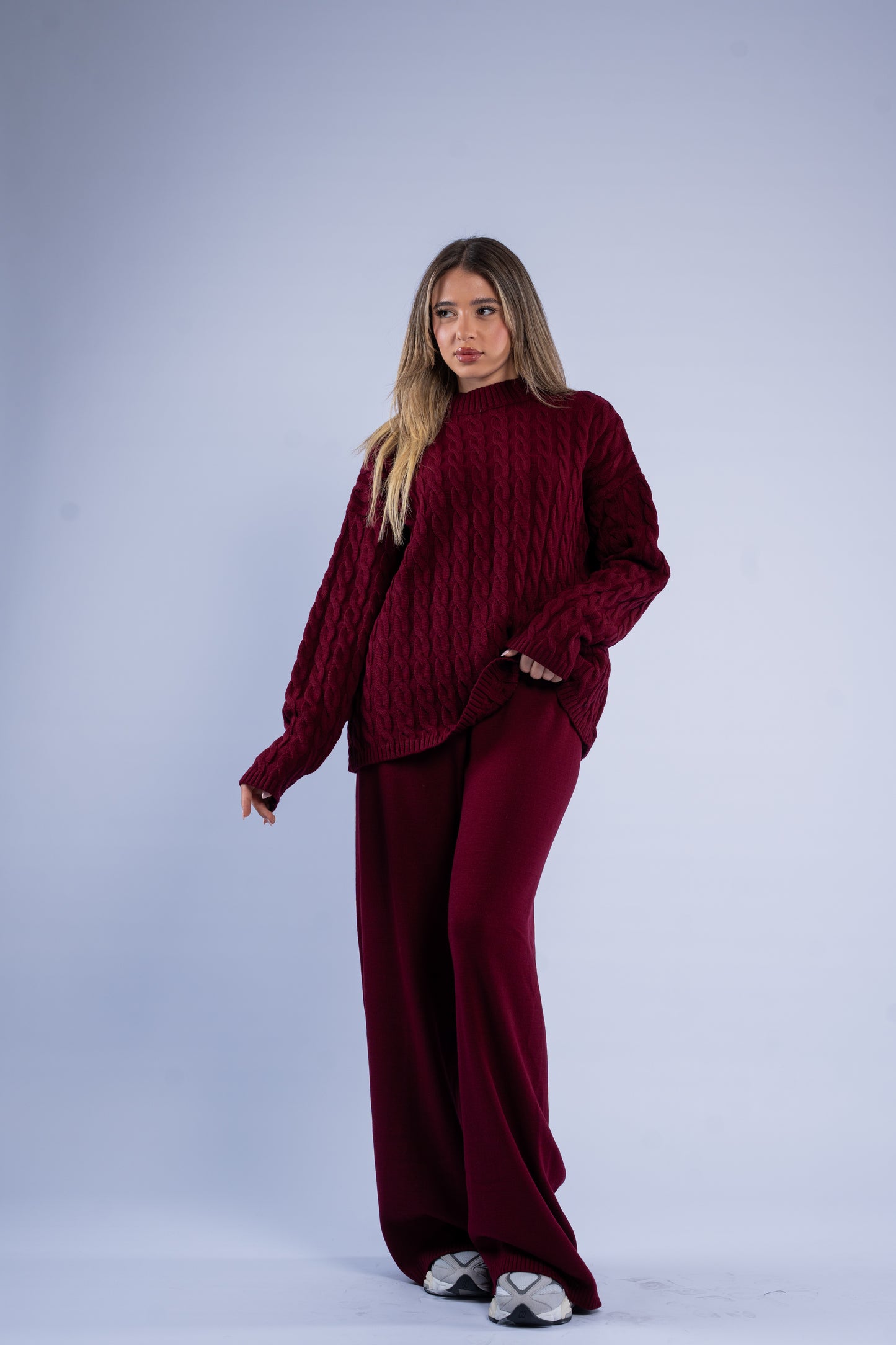 Oversized braided wool set