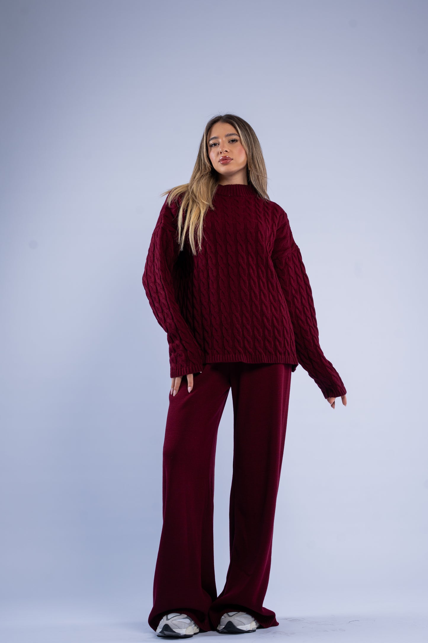Oversized braided wool set