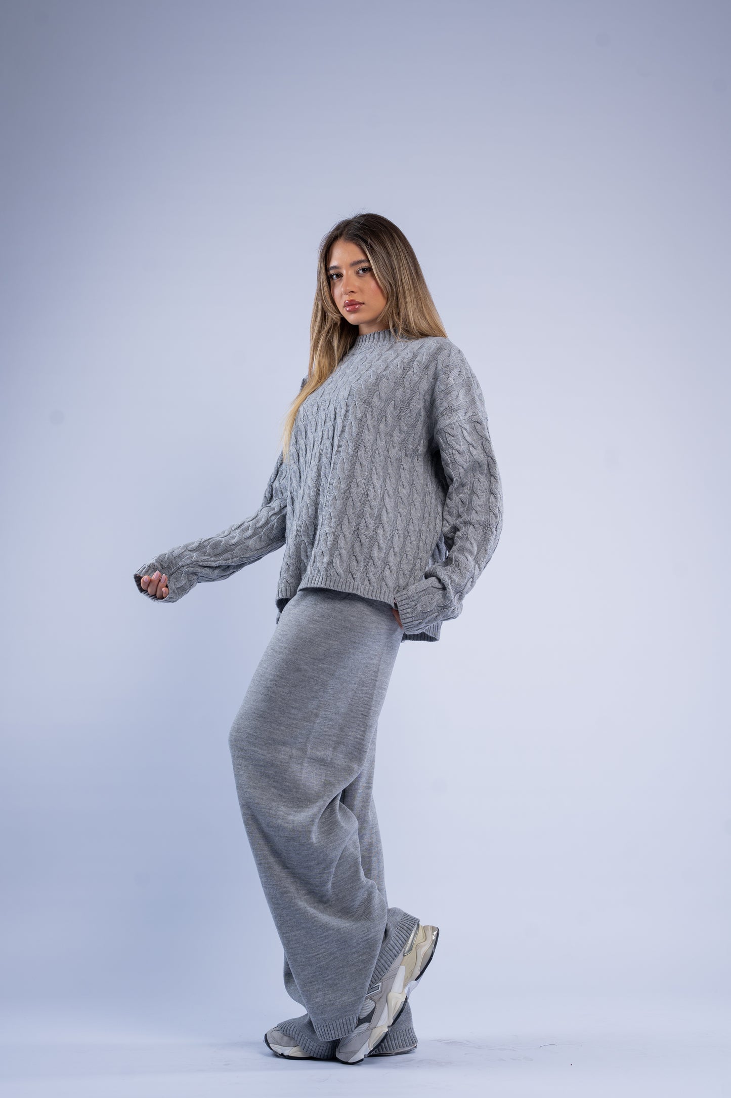 Oversized braided wool set
