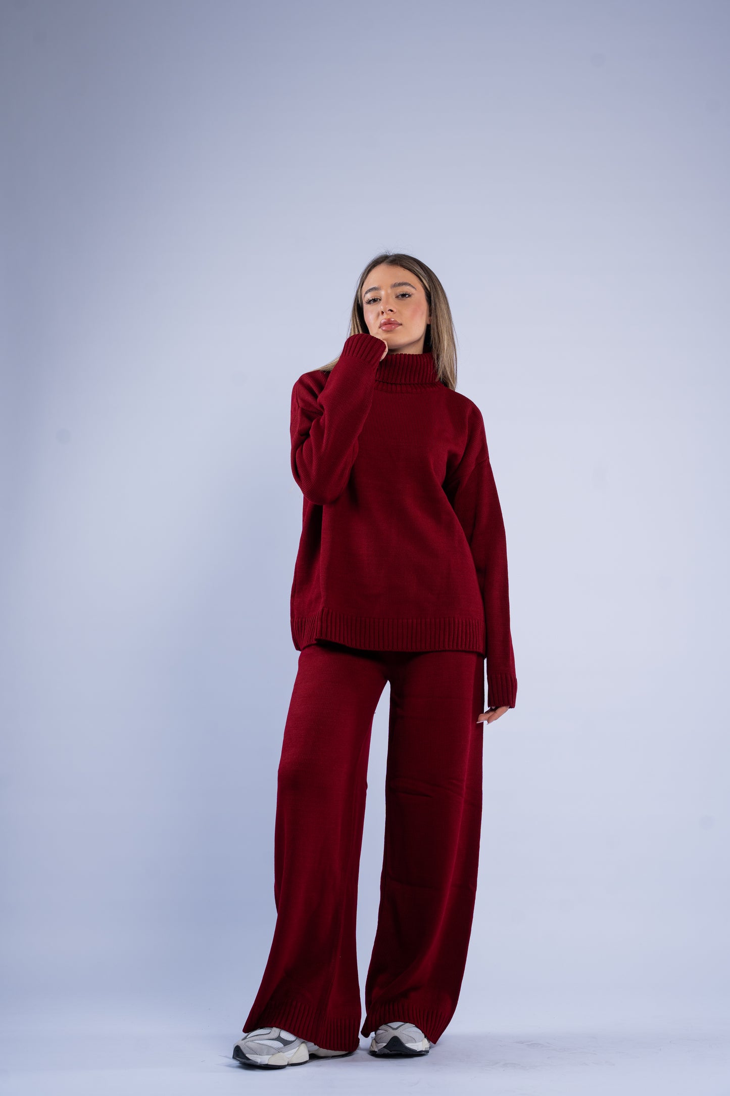 Turtle neck knit set