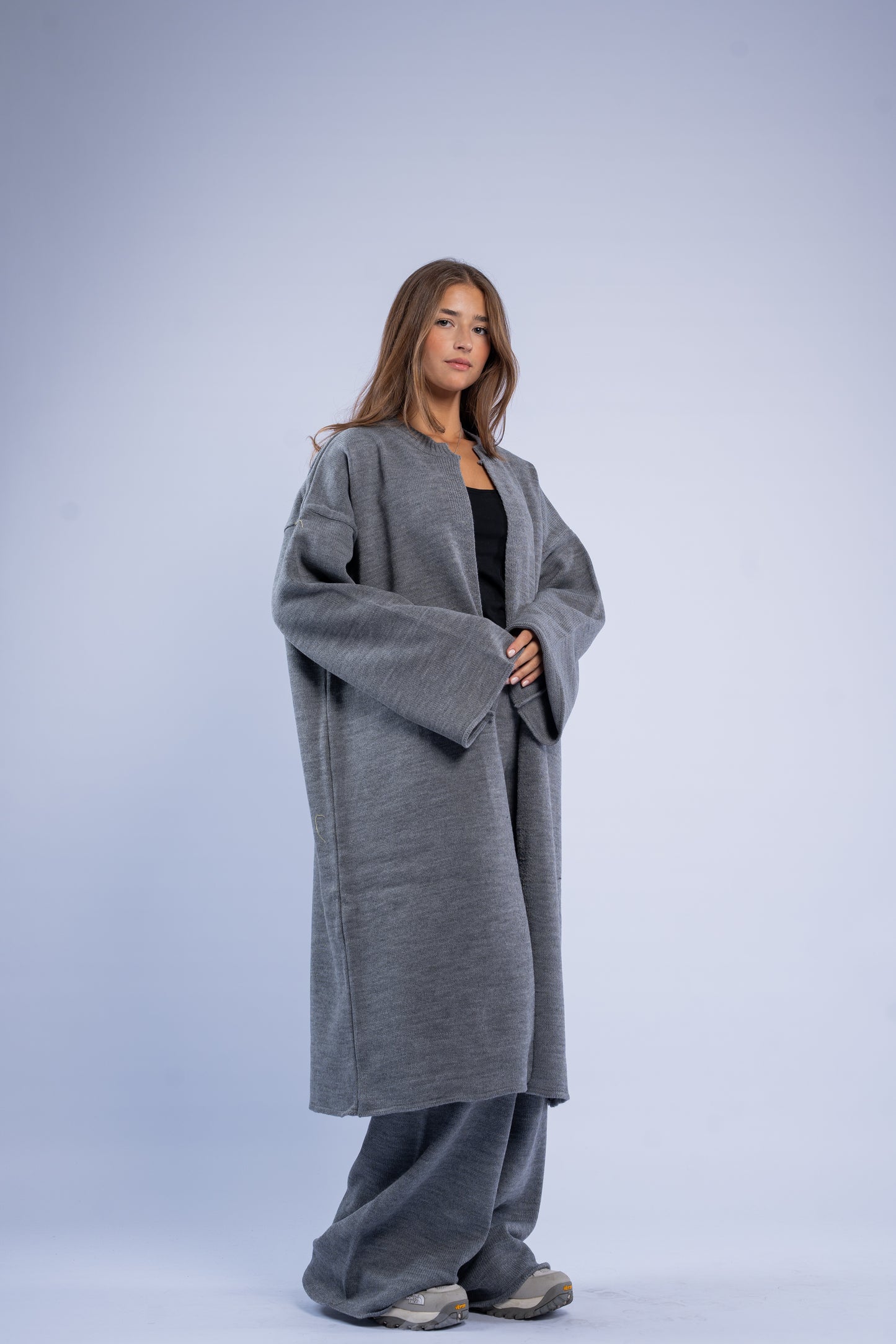 Long knit cardigan set