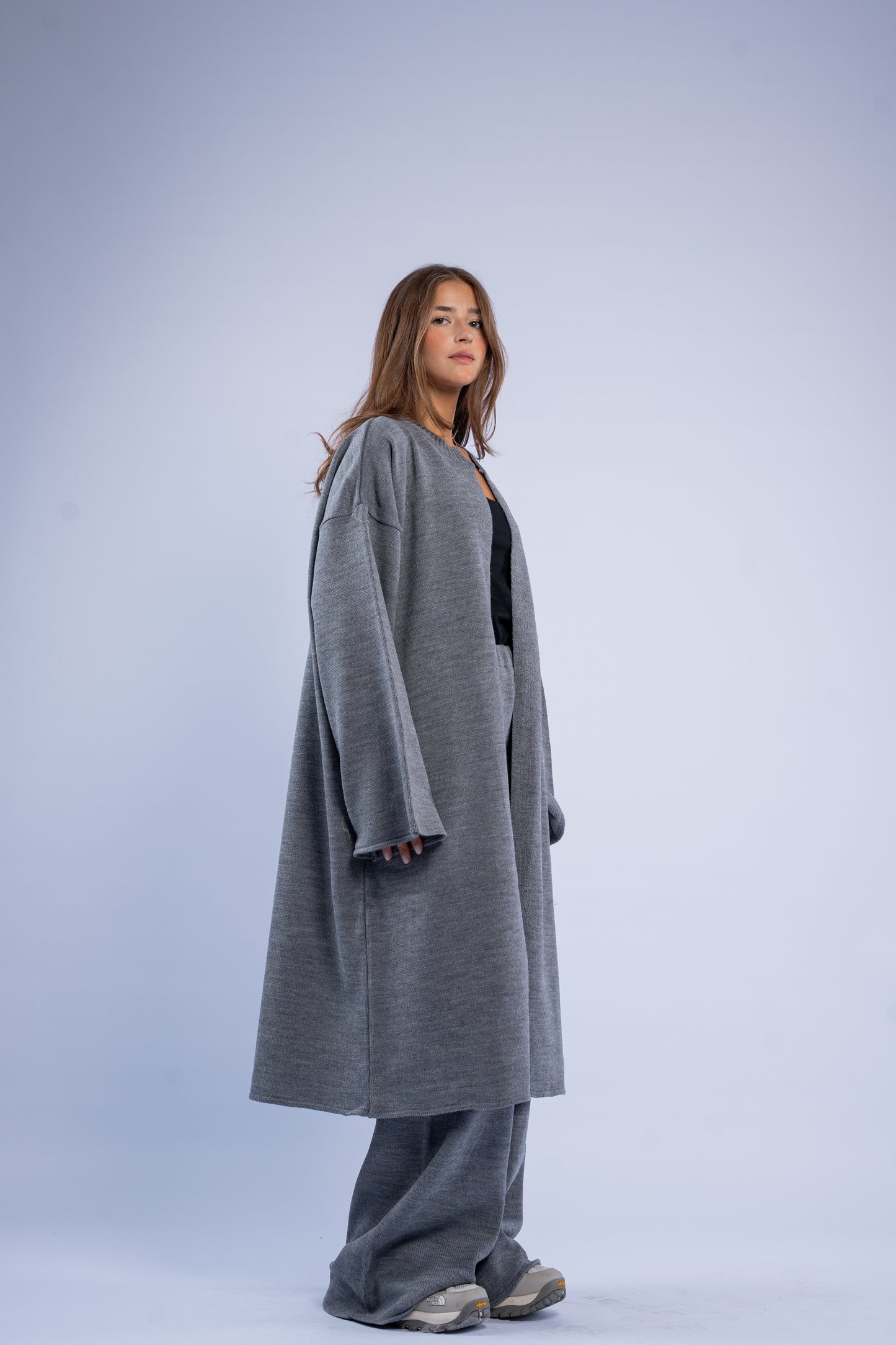 Long knit cardigan set